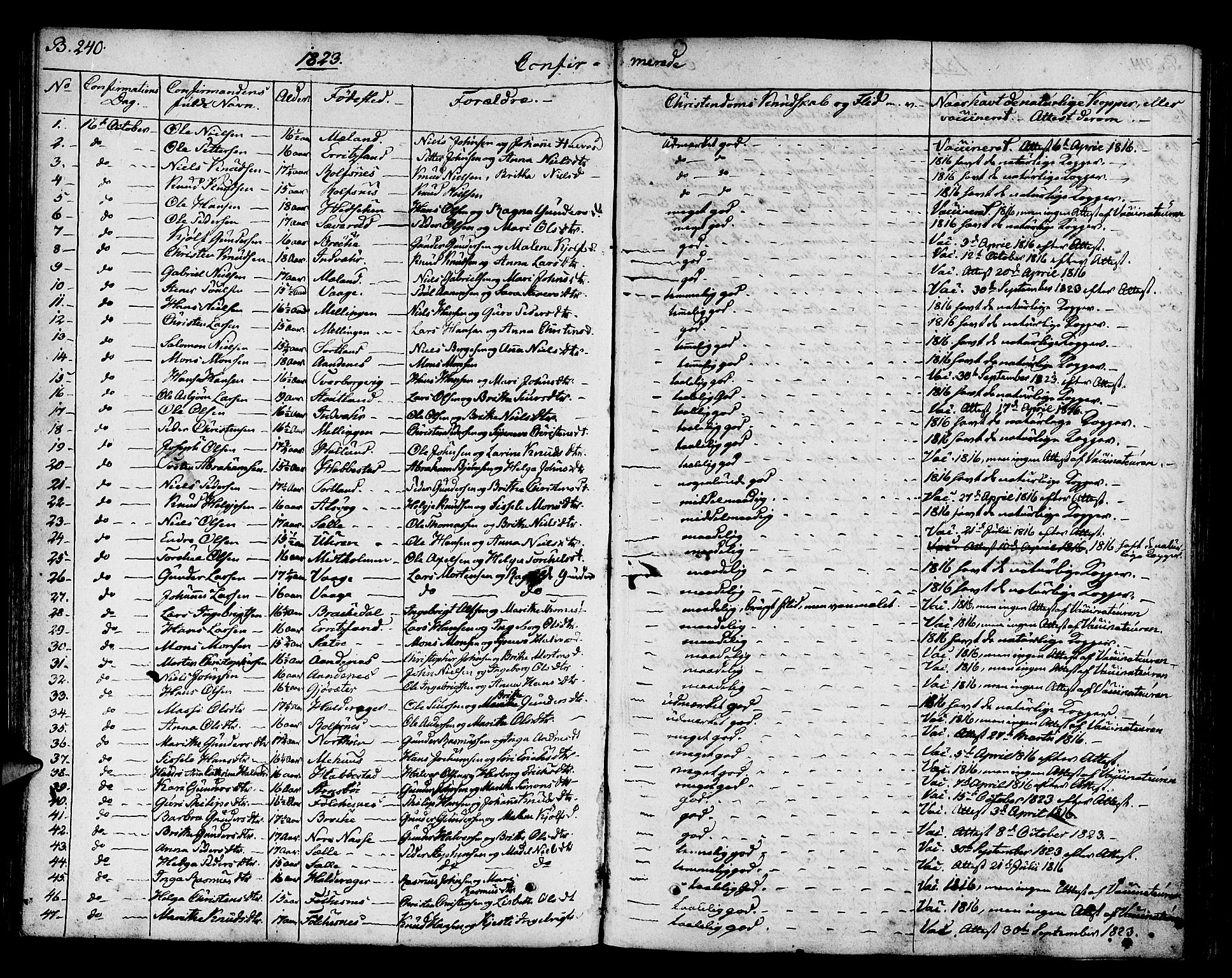 Finnås sokneprestembete, SAB/A-99925/H/Ha/Haa/Haaa/L0005: Parish register (official) no. A 5, 1823-1835, p. 240