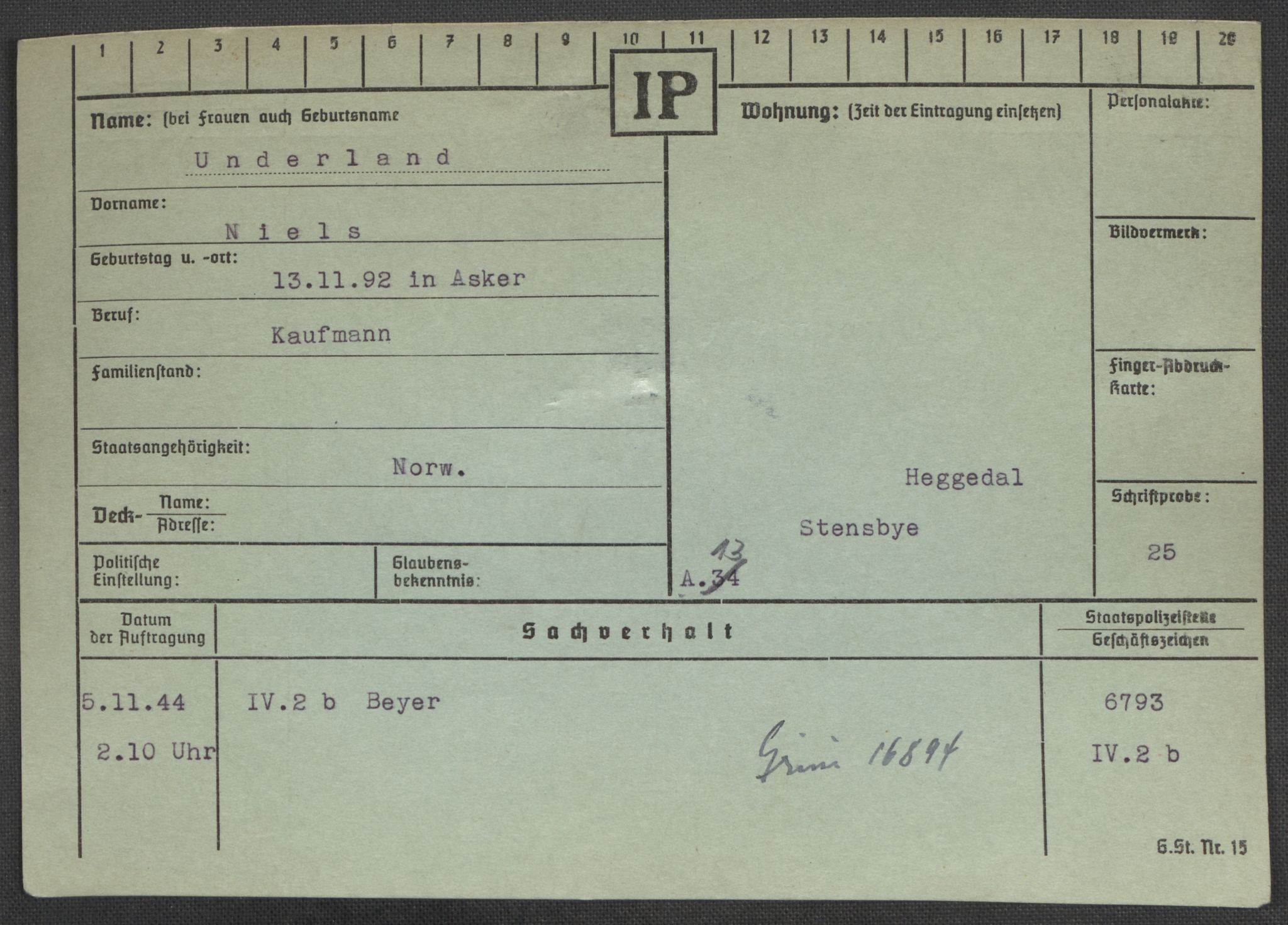 Befehlshaber der Sicherheitspolizei und des SD, AV/RA-RAFA-5969/E/Ea/Eaa/L0010: Register over norske fanger i Møllergata 19: Sø-Å, 1940-1945, p. 642