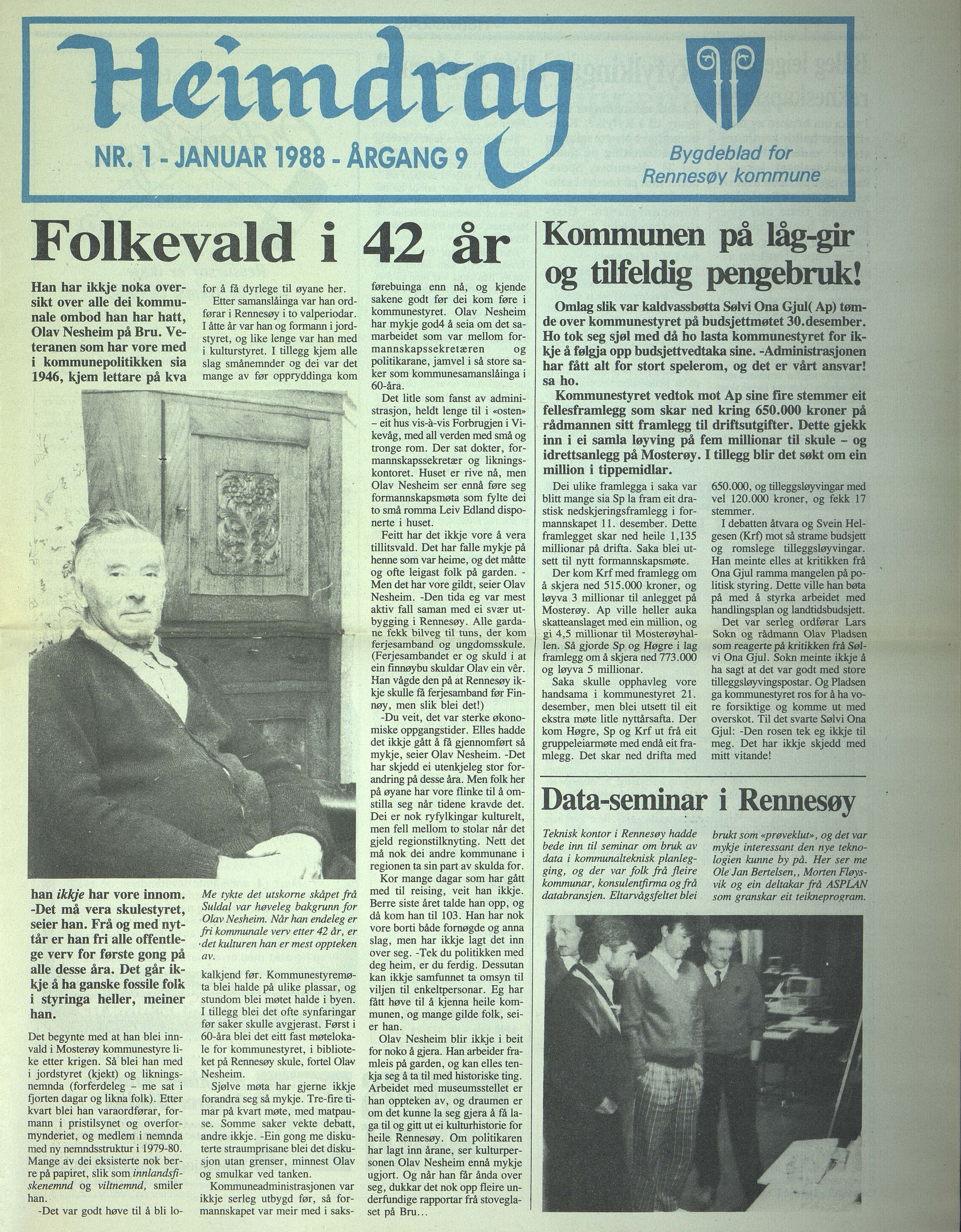 Rennesøy kommune. Heimdrag, lokalavis, BYST/A-0750/X/Xa/L0010: Heimdrag 1988, 1988