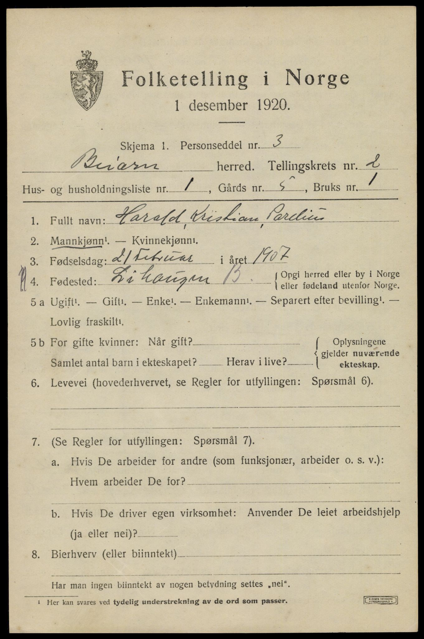 SAT, 1920 census for Beiarn, 1920, p. 950