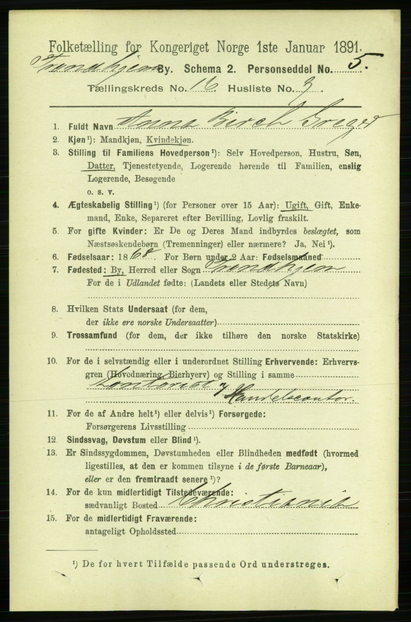 RA, 1891 census for 1601 Trondheim, 1891, p. 12422