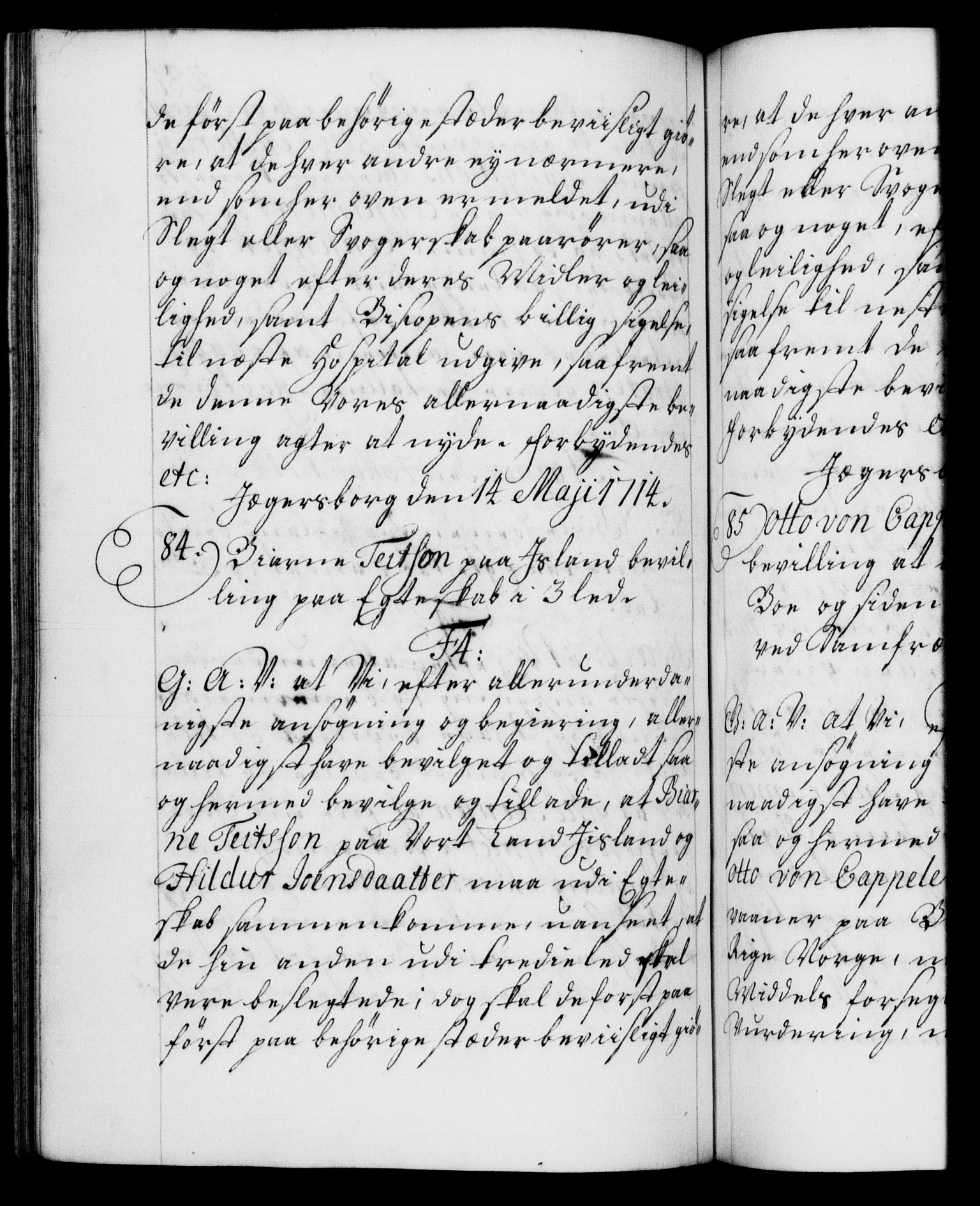 Danske Kanselli 1572-1799, AV/RA-EA-3023/F/Fc/Fca/Fcaa/L0021: Norske registre, 1712-1715, p. 281b