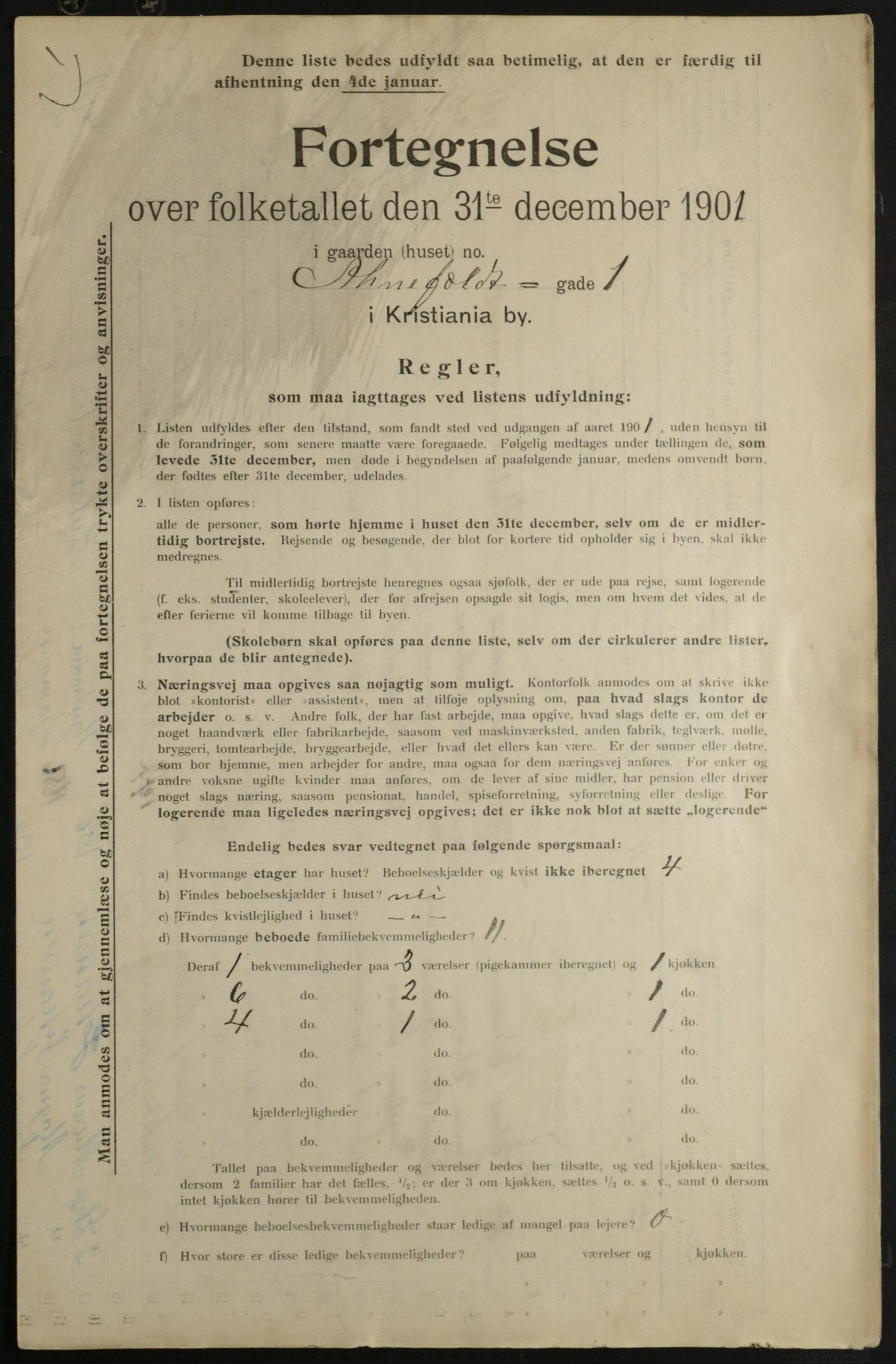 OBA, Municipal Census 1901 for Kristiania, 1901, p. 253