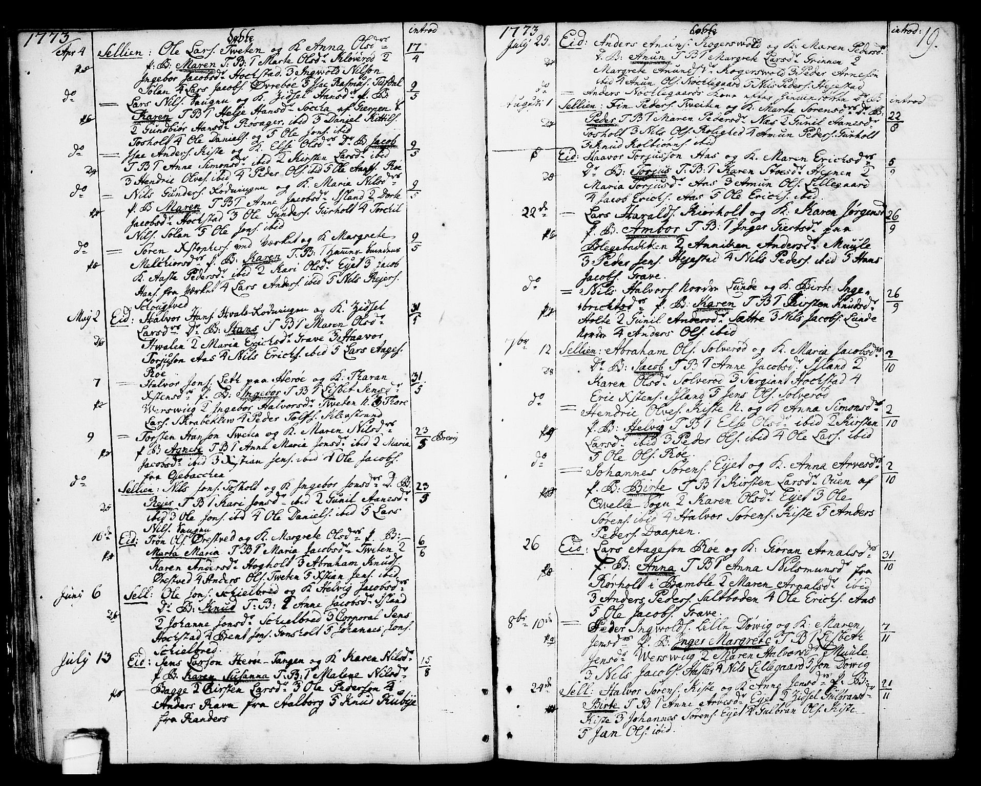 Eidanger kirkebøker, AV/SAKO-A-261/F/Fa/L0006: Parish register (official) no. 6, 1764-1814, p. 19