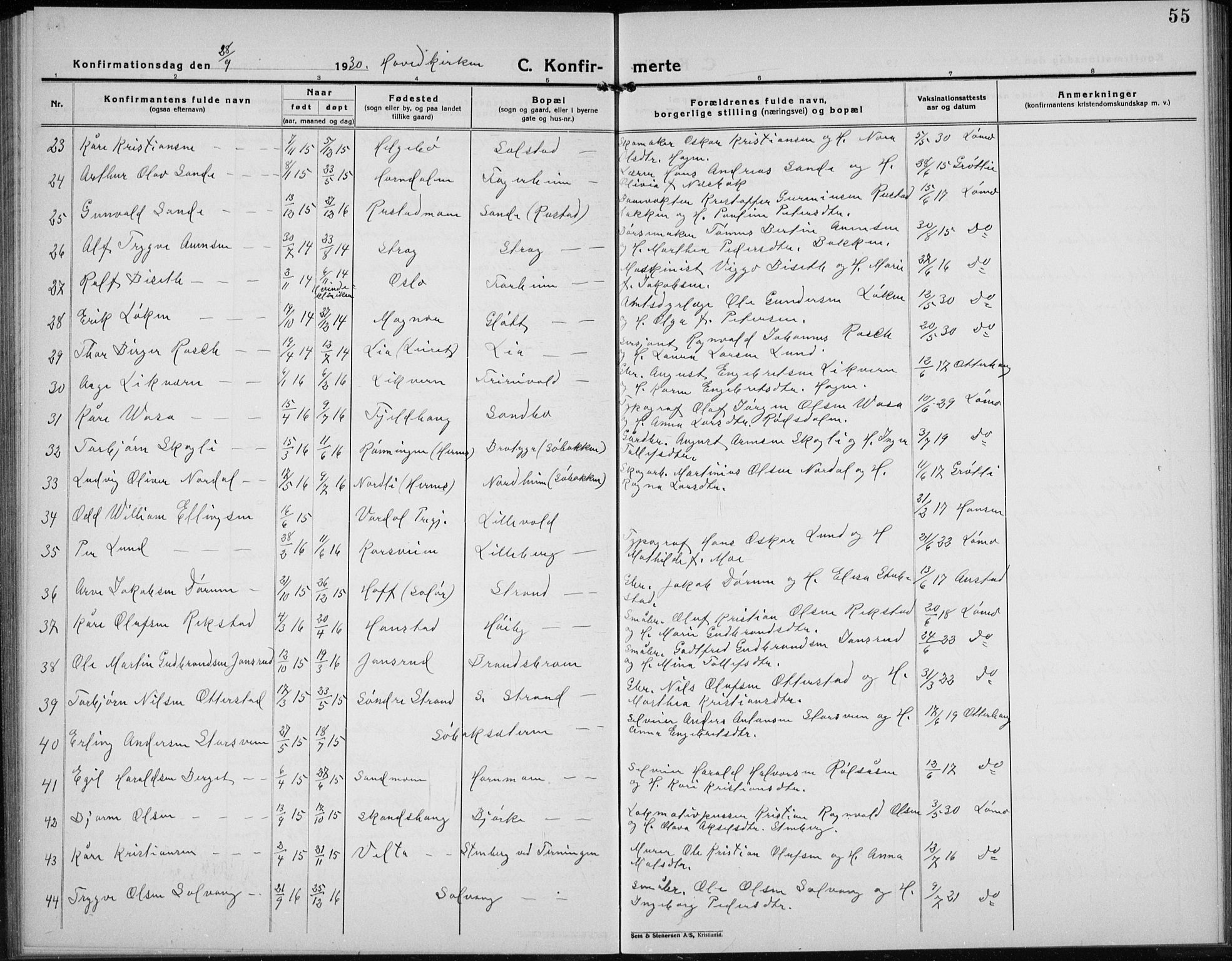 Elverum prestekontor, AV/SAH-PREST-044/H/Ha/Hab/L0032: Parish register (copy) no. 32, 1922-1936, p. 55