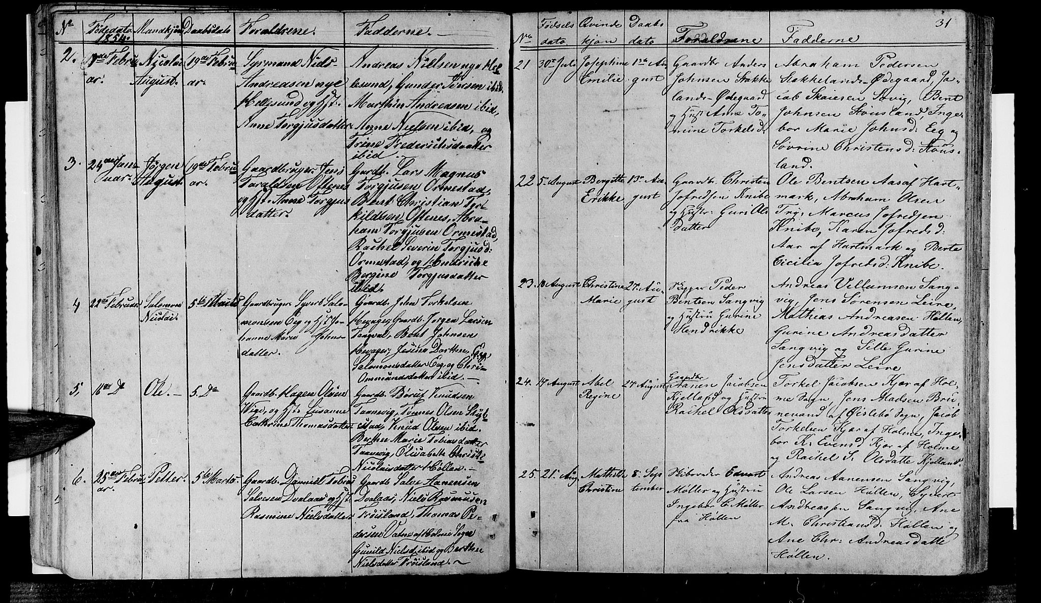 Søgne sokneprestkontor, AV/SAK-1111-0037/F/Fb/Fbb/L0003: Parish register (copy) no. B 3, 1848-1864, p. 31