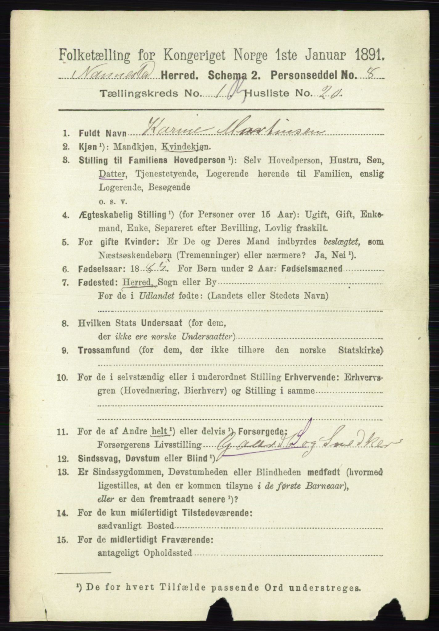 RA, 1891 census for 0238 Nannestad, 1891, p. 816