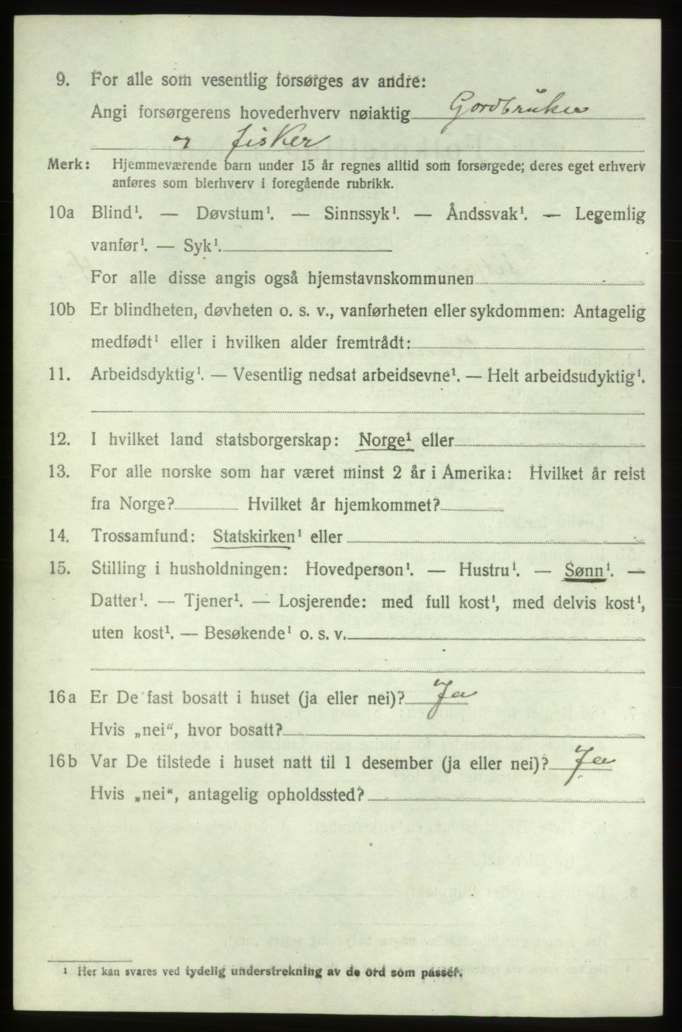 SAB, 1920 census for Fitjar, 1920, p. 2195