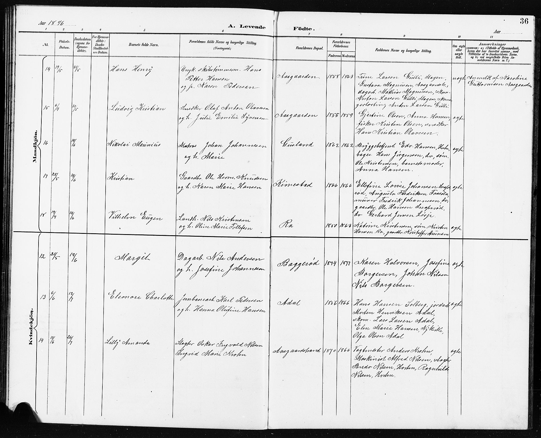 Borre kirkebøker, AV/SAKO-A-338/G/Ga/L0004: Parish register (copy) no. I 4, 1892-1913, p. 36