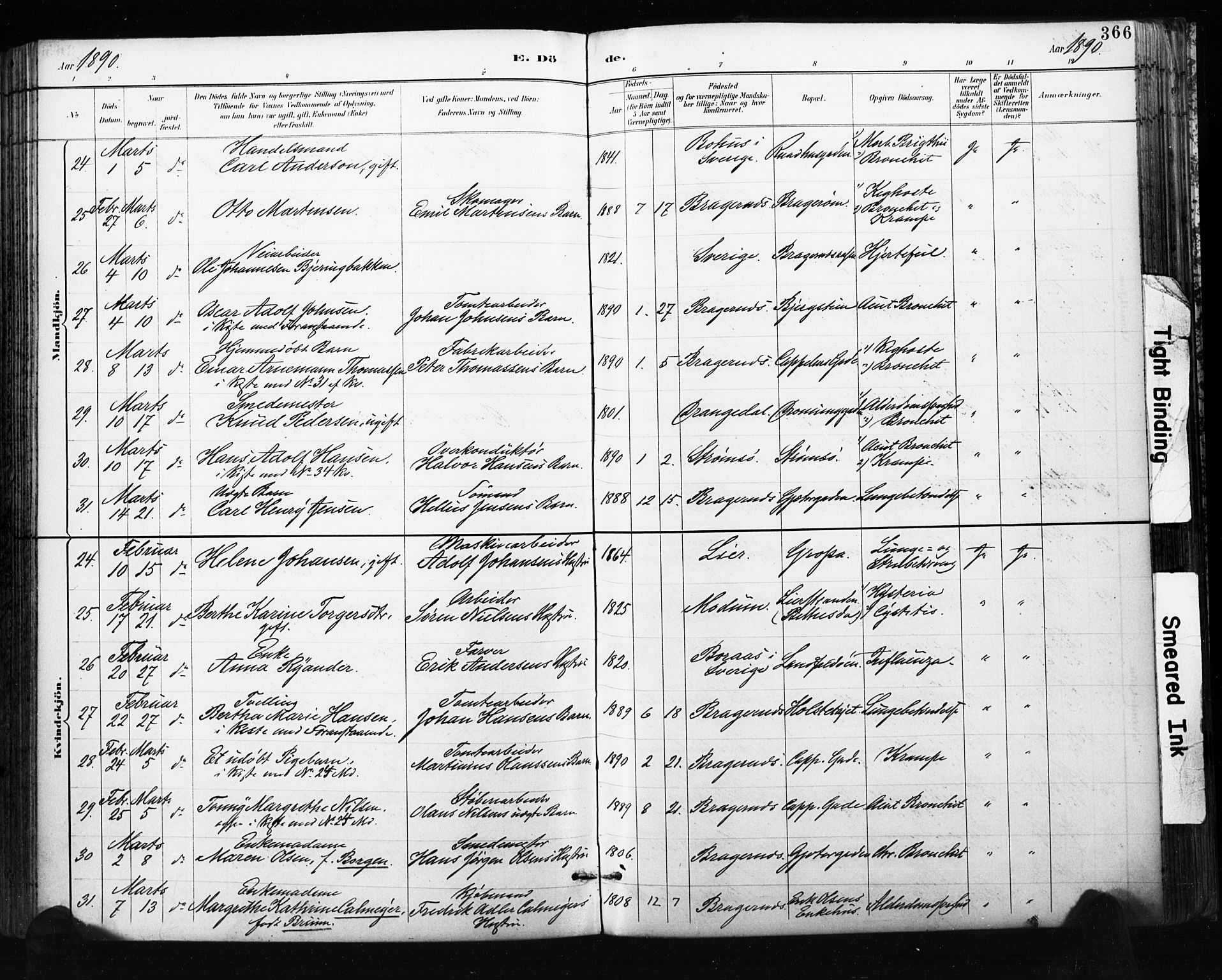 Bragernes kirkebøker, AV/SAKO-A-6/F/Fb/L0007: Parish register (official) no. II 7, 1885-1893, p. 366