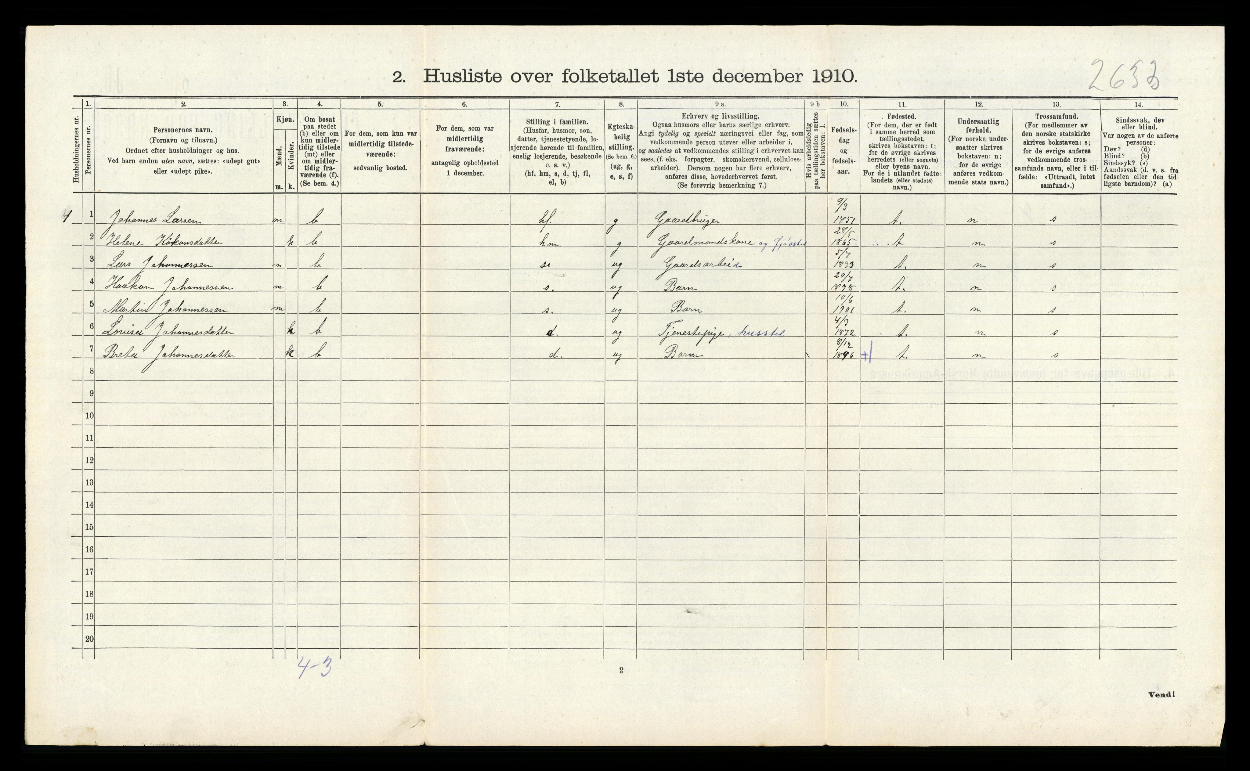 RA, 1910 census for Fitjar, 1910, p. 650