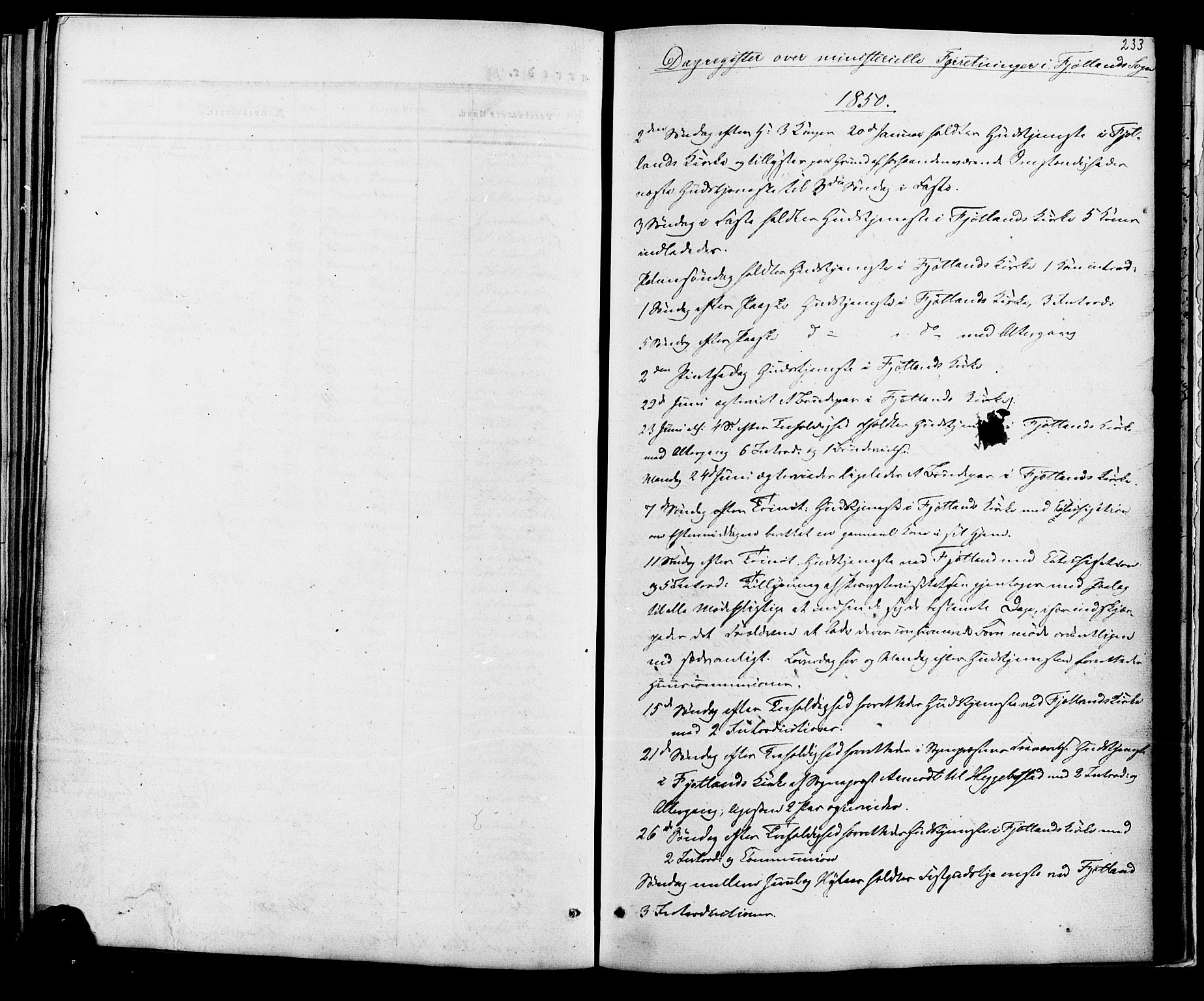 Fjotland sokneprestkontor, AV/SAK-1111-0010/F/Fa/L0001: Parish register (official) no. A 1, 1850-1879, p. 233