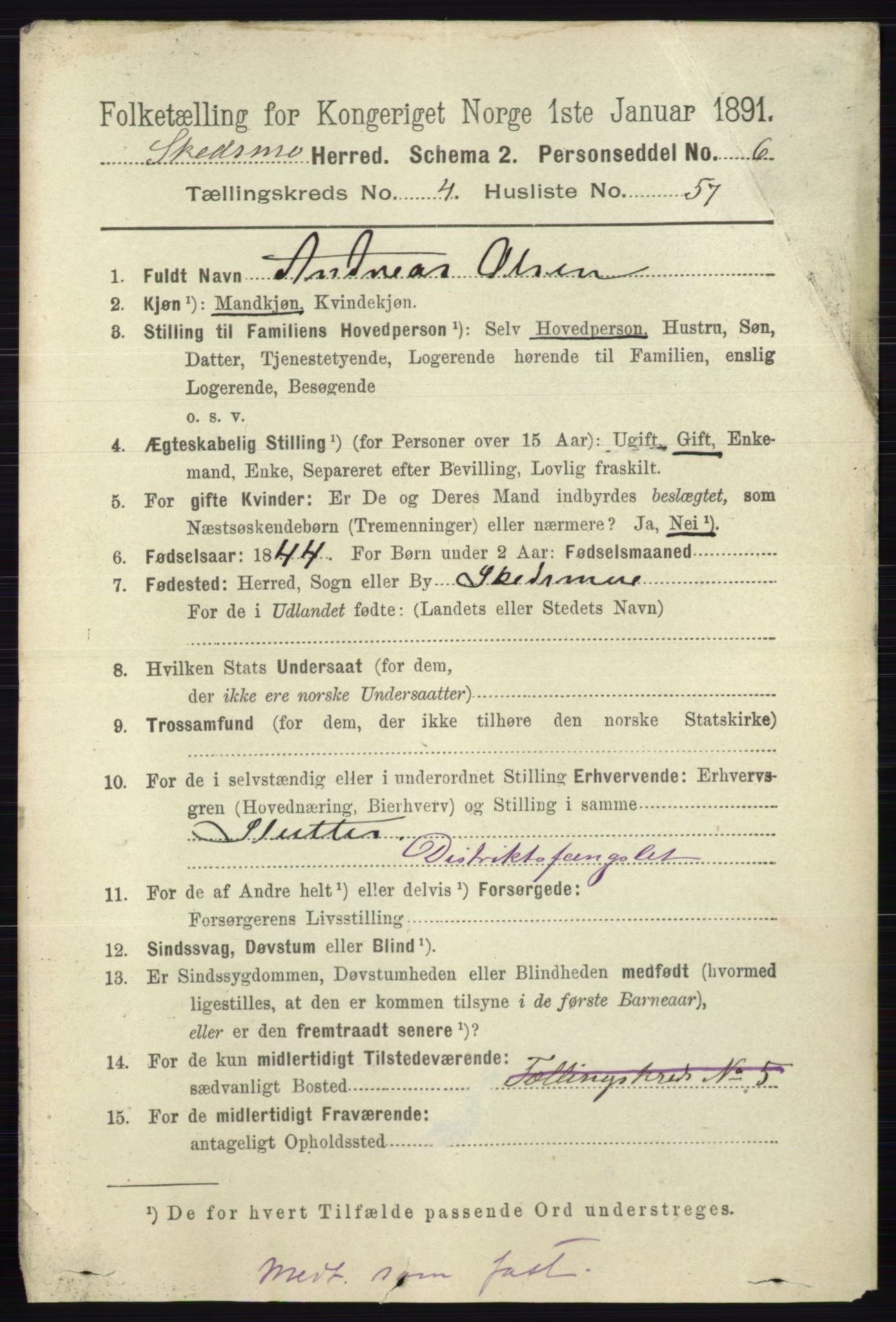 RA, 1891 census for 0231 Skedsmo, 1891, p. 2195