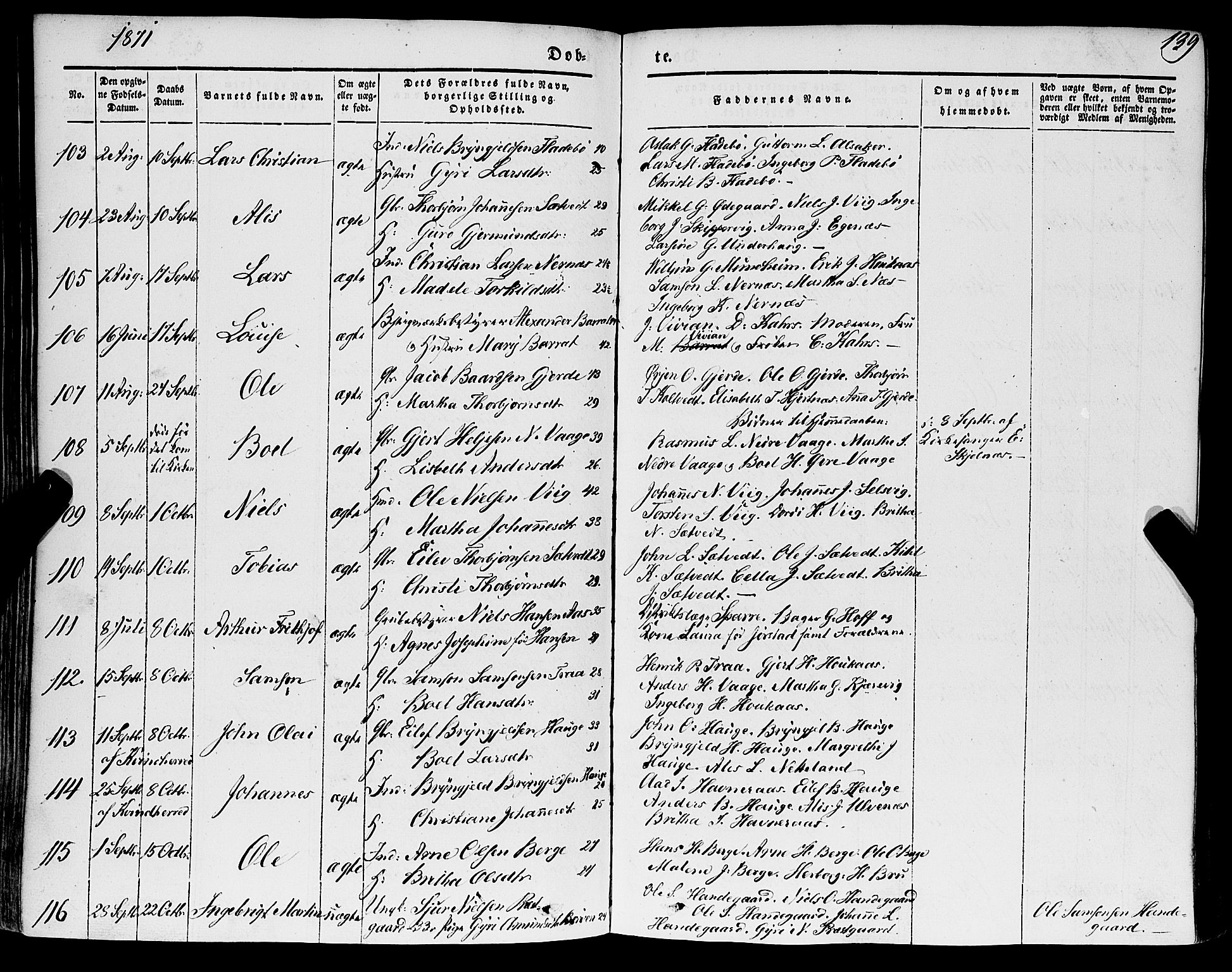 Strandebarm sokneprestembete, SAB/A-78401/H/Haa: Parish register (official) no. A 7, 1844-1872, p. 139
