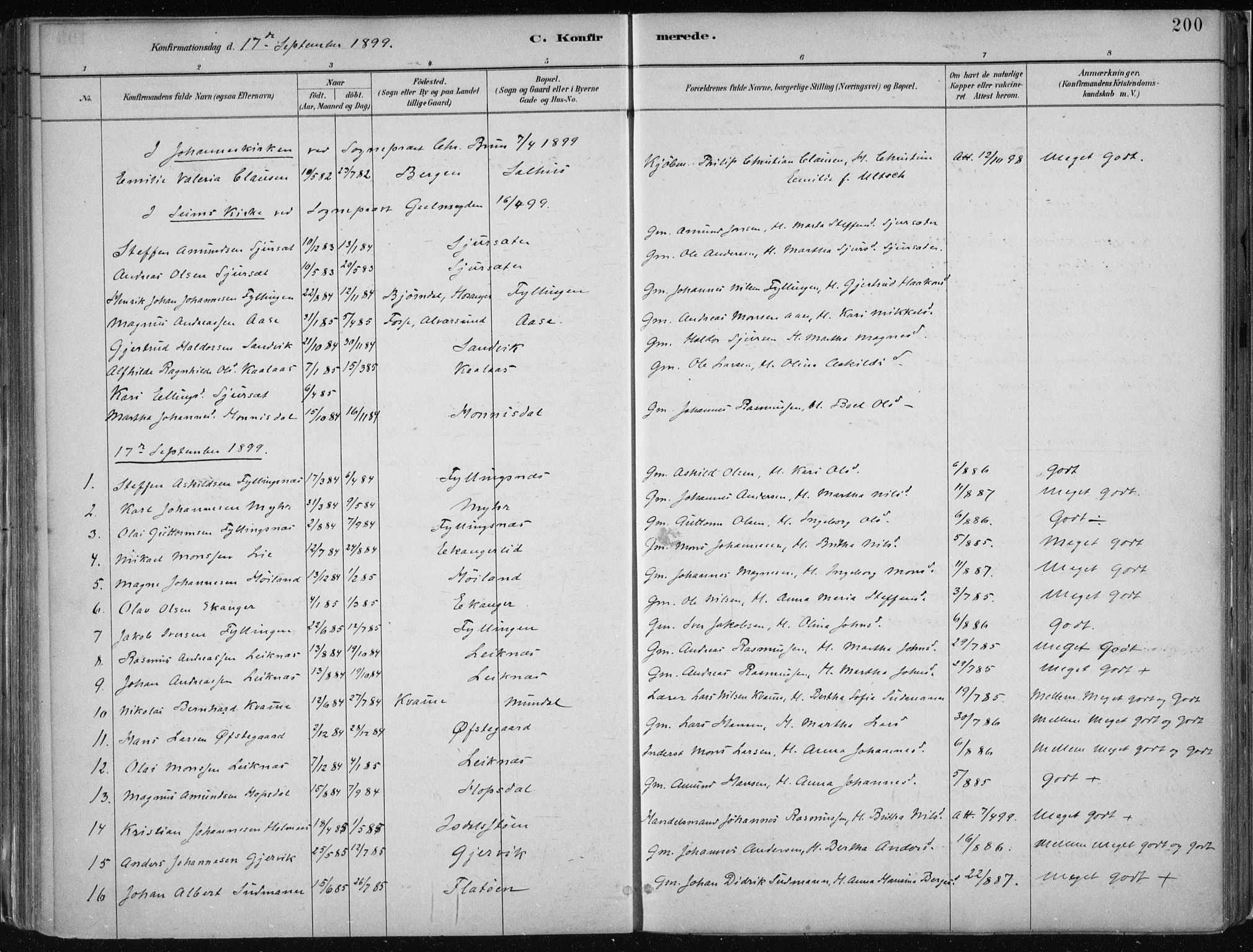 Hamre sokneprestembete, AV/SAB-A-75501/H/Ha/Haa/Haab/L0001: Parish register (official) no. B  1, 1882-1905, p. 200