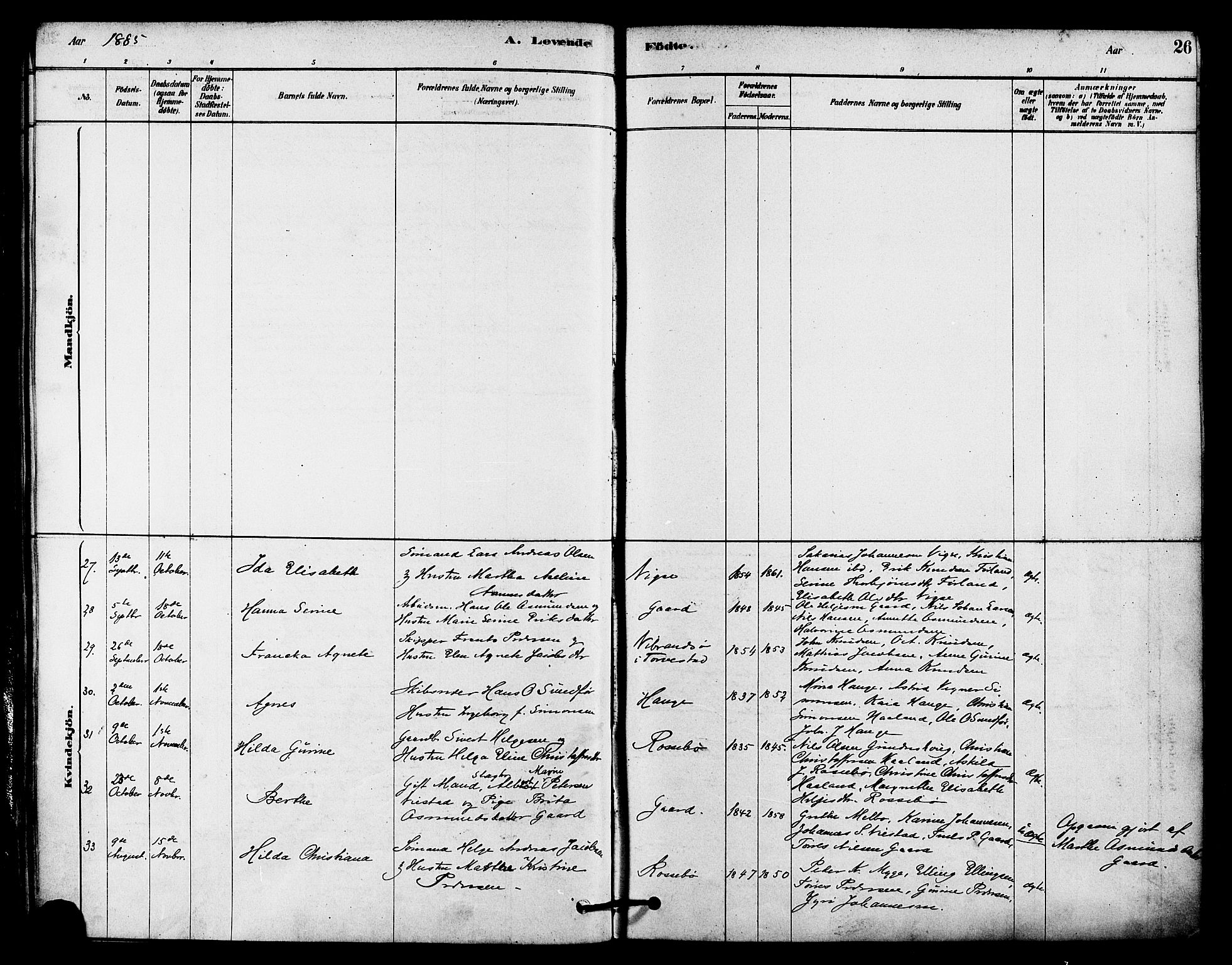 Haugesund sokneprestkontor, AV/SAST-A -101863/H/Ha/Haa/L0002: Parish register (official) no. A 2, 1878-1886, p. 26