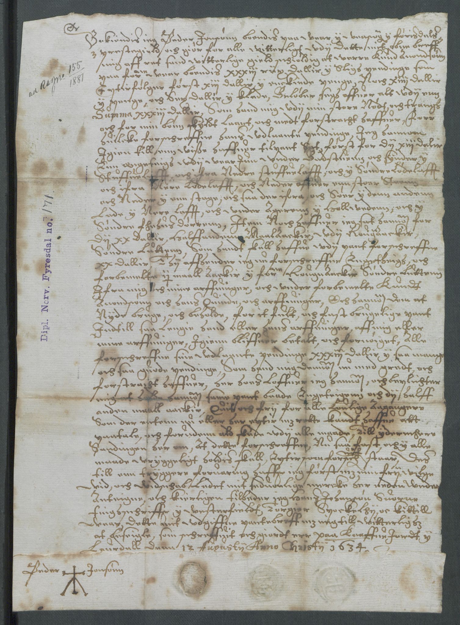 Riksarkivets diplomsamling, AV/RA-EA-5965/F02/L0146: Dokumenter, 1634, p. 4
