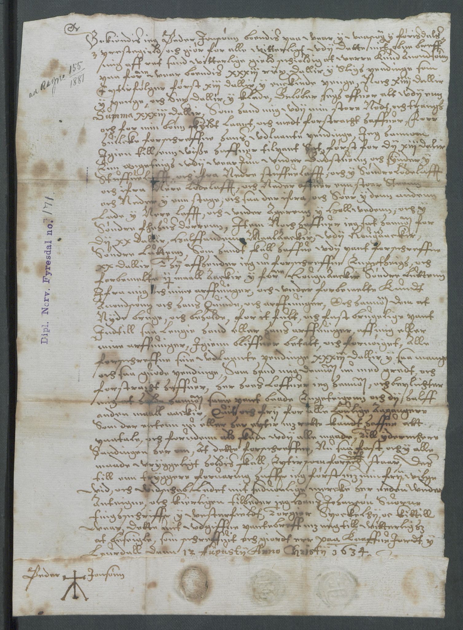 Riksarkivets diplomsamling, AV/RA-EA-5965/F02/L0146: Dokumenter, 1634, p. 4