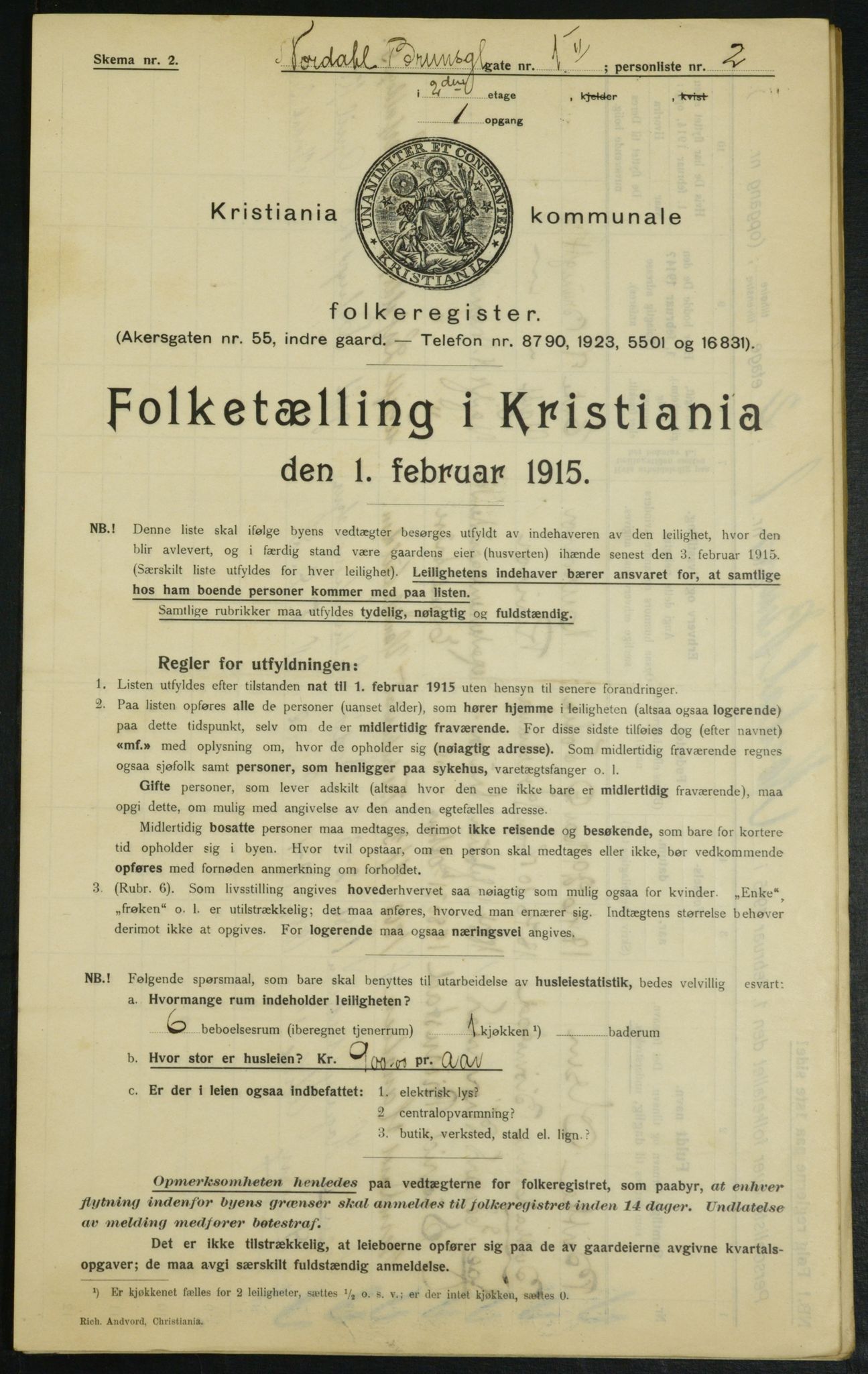 OBA, Municipal Census 1915 for Kristiania, 1915, p. 71561