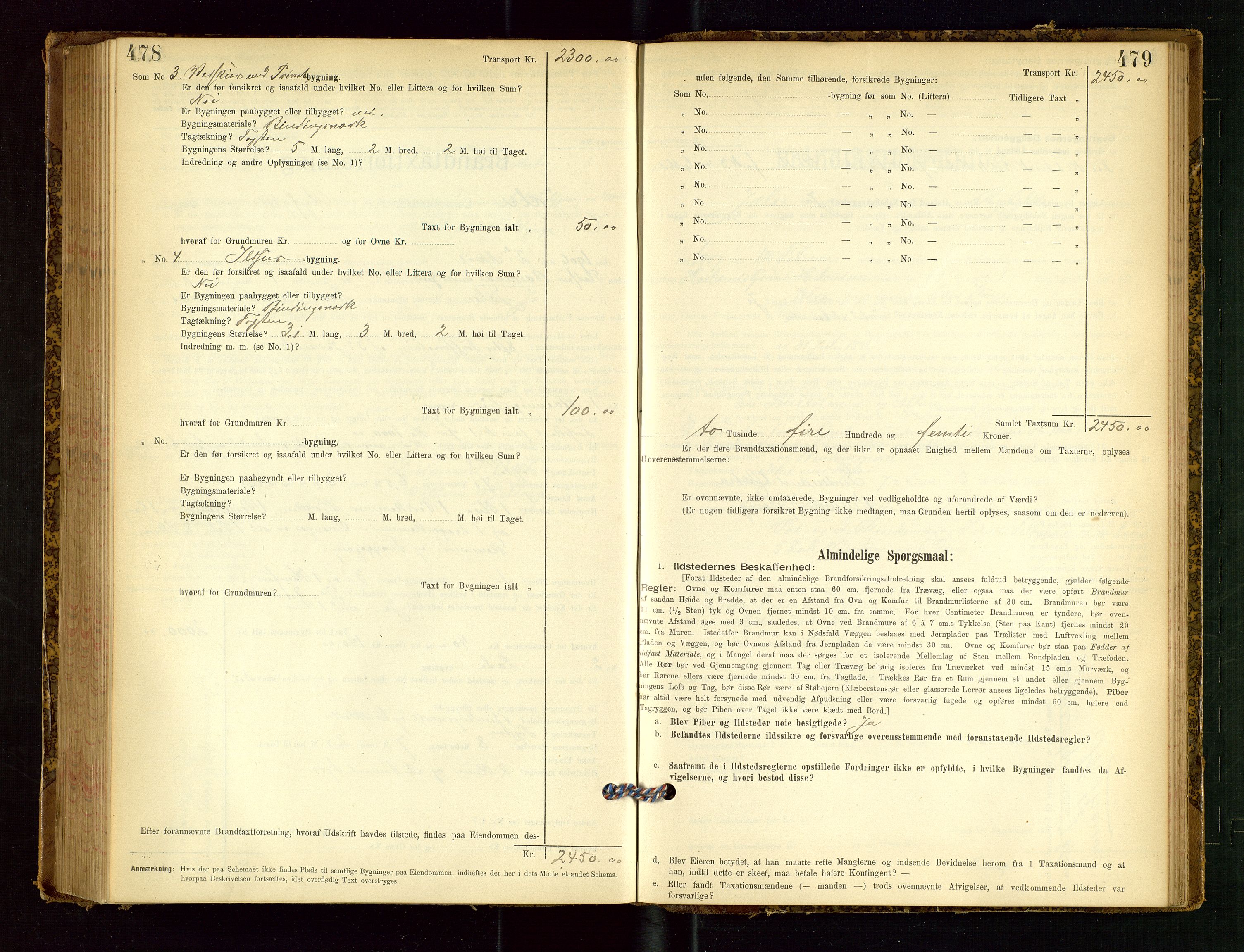 Jelsa lensmannskontor, SAST/A-100360/Gob/L0001: "Brandtaxationsprotocol", 1895-1918, p. 478-479
