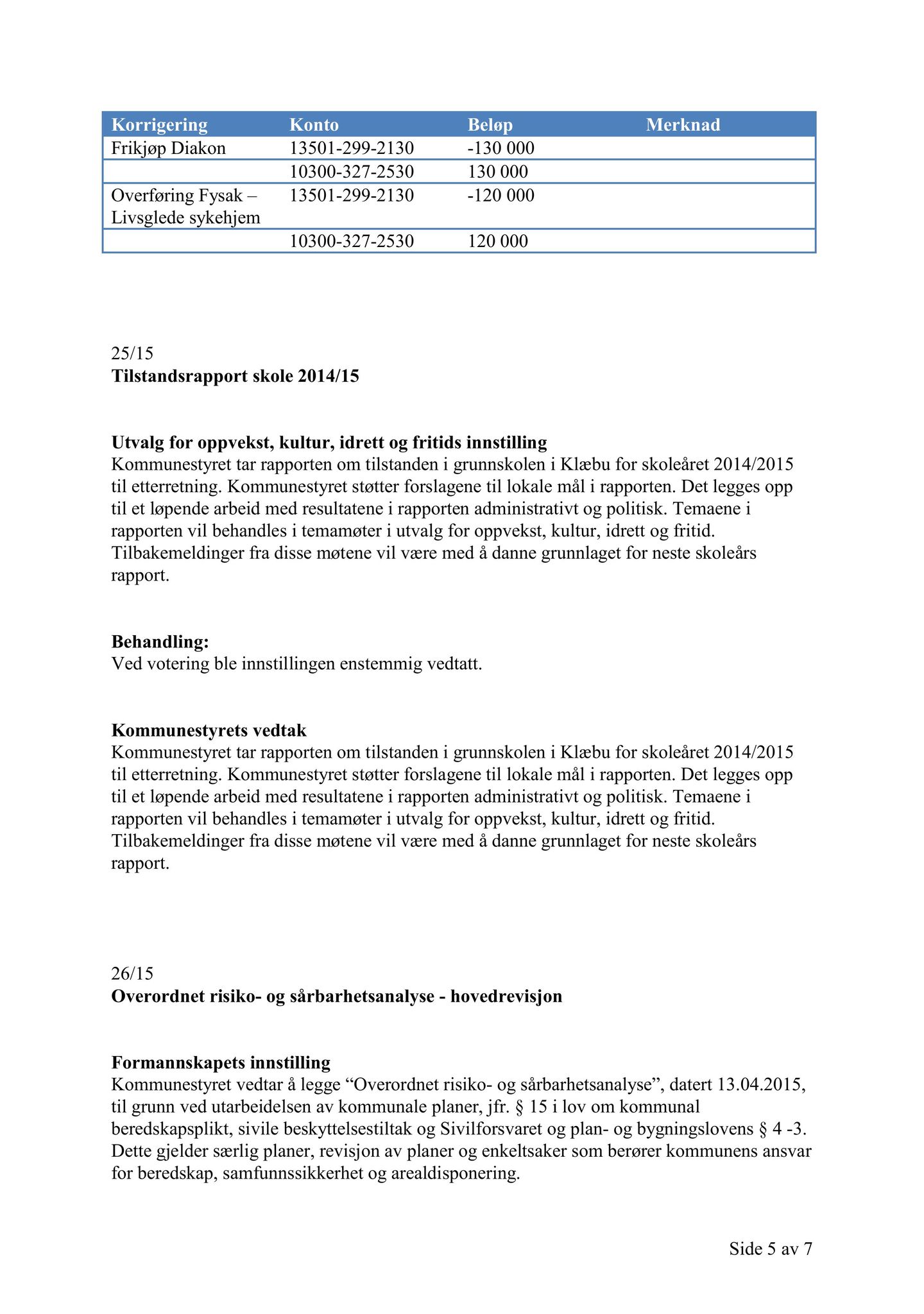Klæbu Kommune, TRKO/KK/01-KS/L008: Kommunestyret - Møtedokumenter, 2015, p. 721