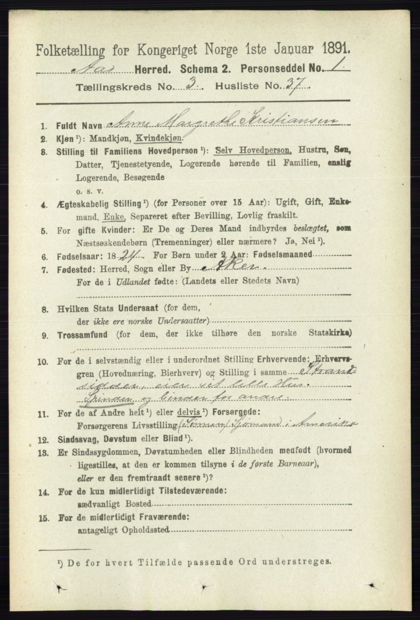 RA, 1891 census for 0214 Ås, 1891, p. 2360