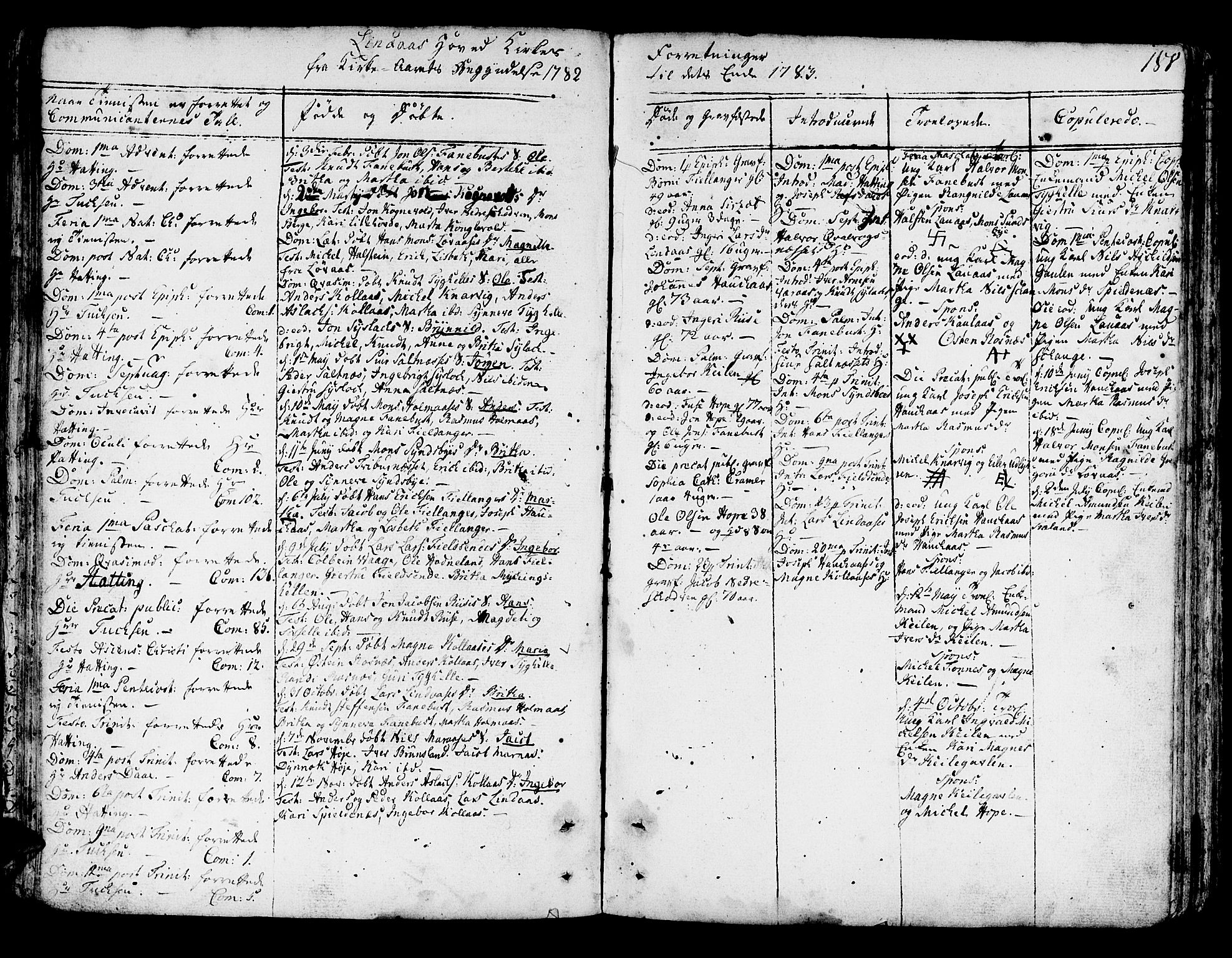 Lindås Sokneprestembete, SAB/A-76701/H/Haa: Parish register (official) no. A 4, 1764-1791, p. 188