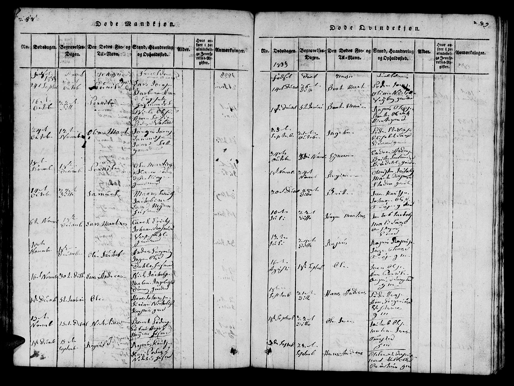 Ministerialprotokoller, klokkerbøker og fødselsregistre - Møre og Romsdal, SAT/A-1454/519/L0246: Parish register (official) no. 519A05, 1817-1834, p. 288-289