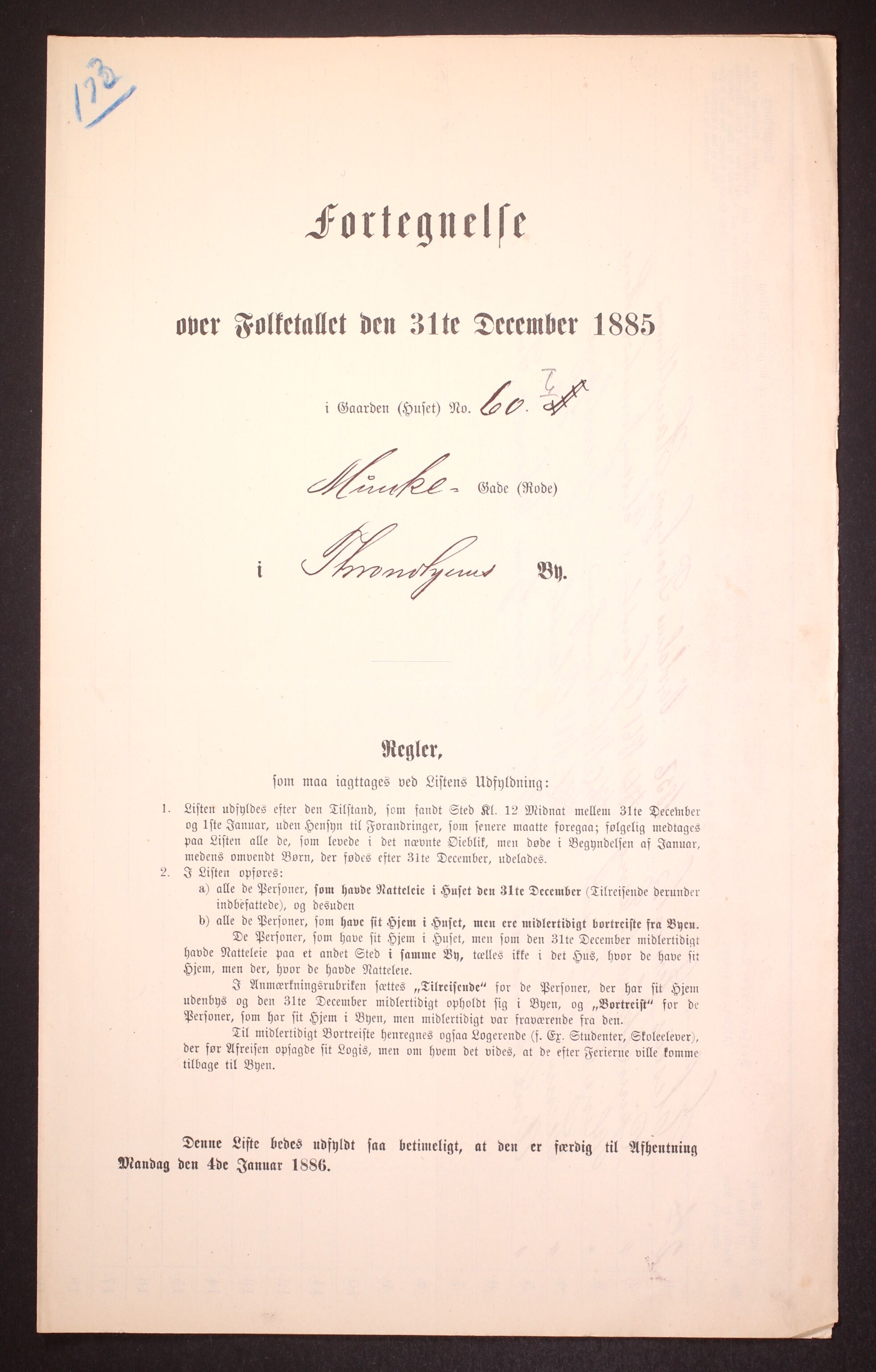 SAT, 1885 census for 1601 Trondheim, 1885, p. 1470