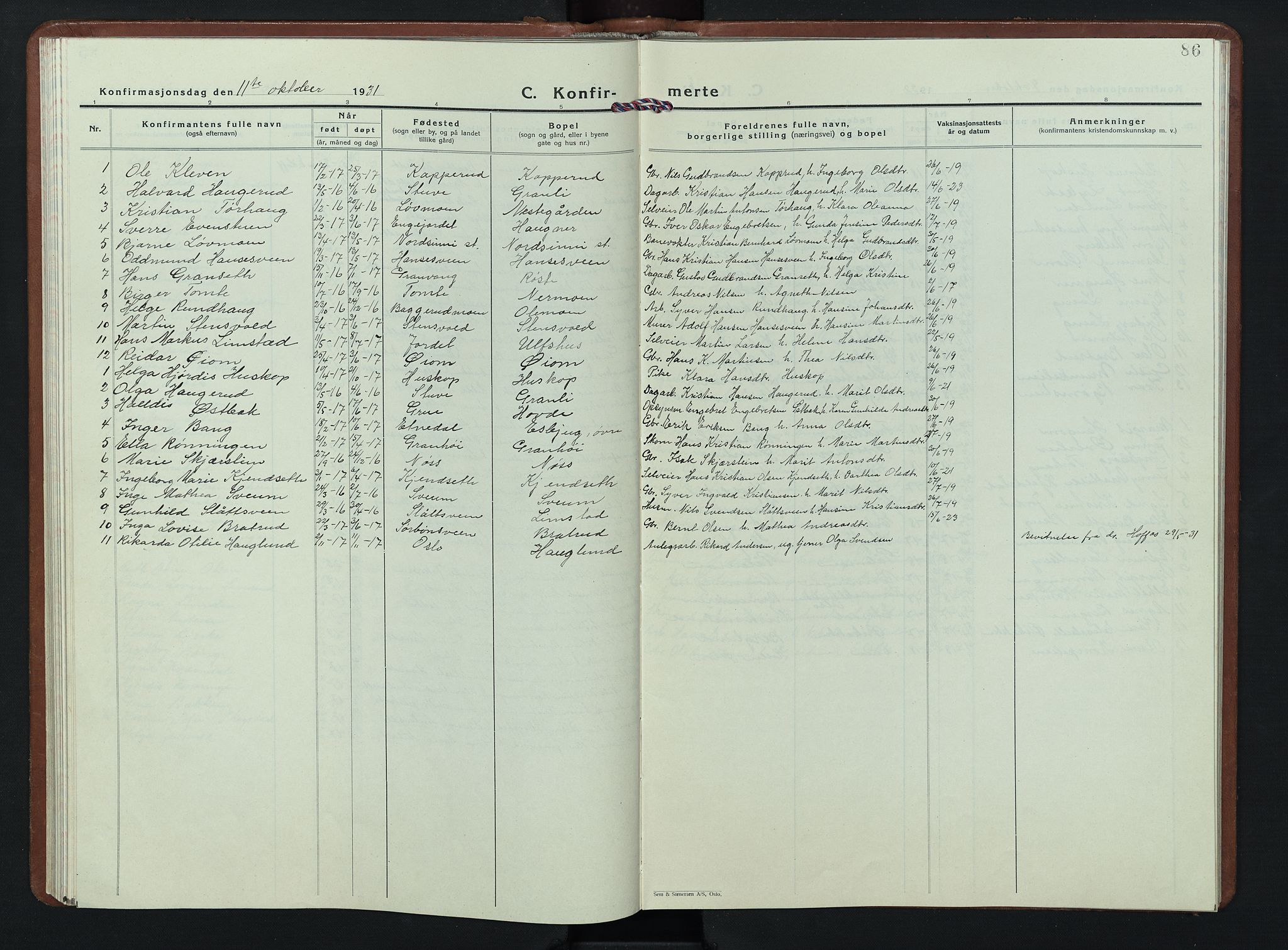 Nordre Land prestekontor, AV/SAH-PREST-124/H/Ha/Hab/L0007: Parish register (copy) no. 7, 1930-1953, p. 86