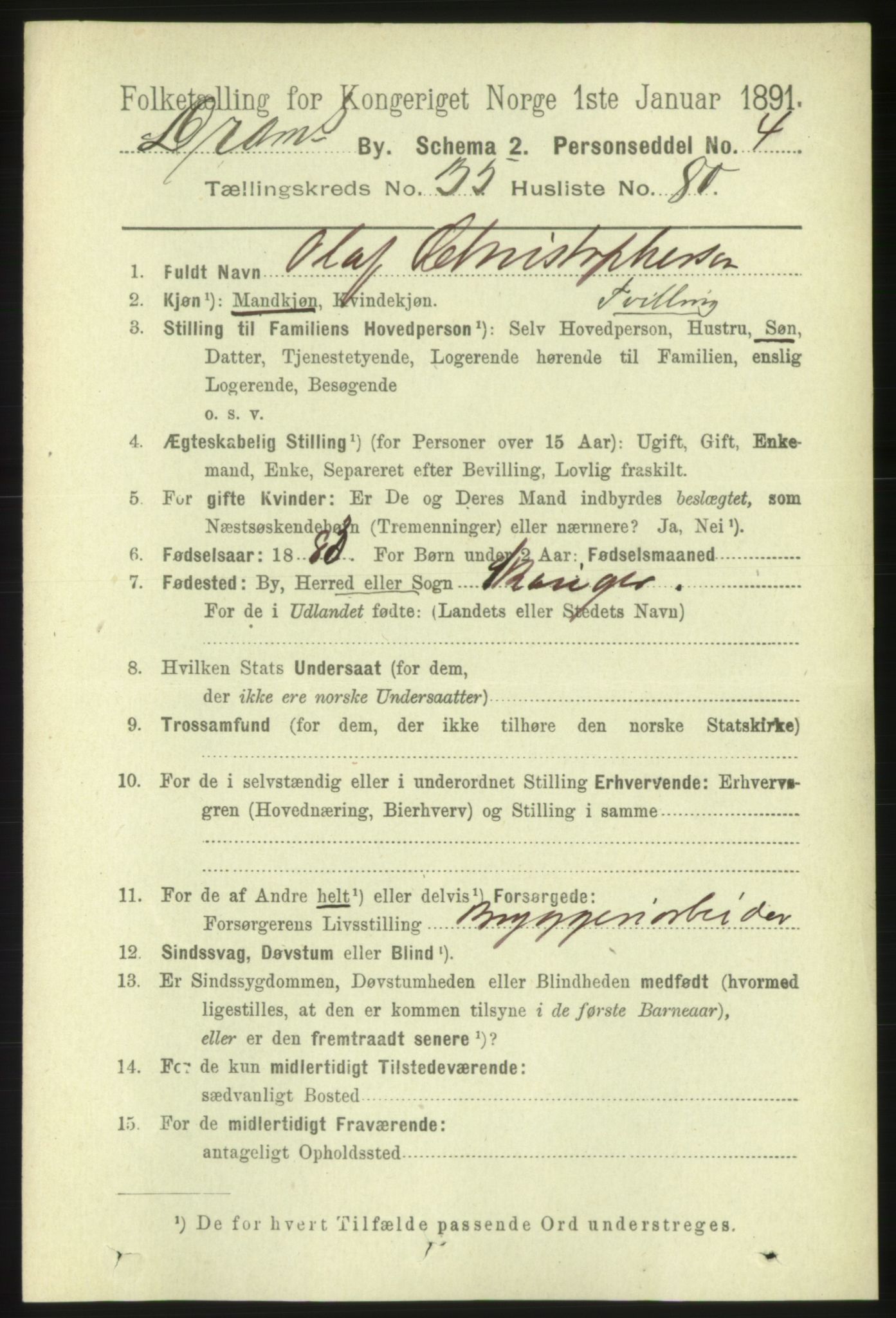 RA, 1891 census for 0602 Drammen, 1891, p. 22153