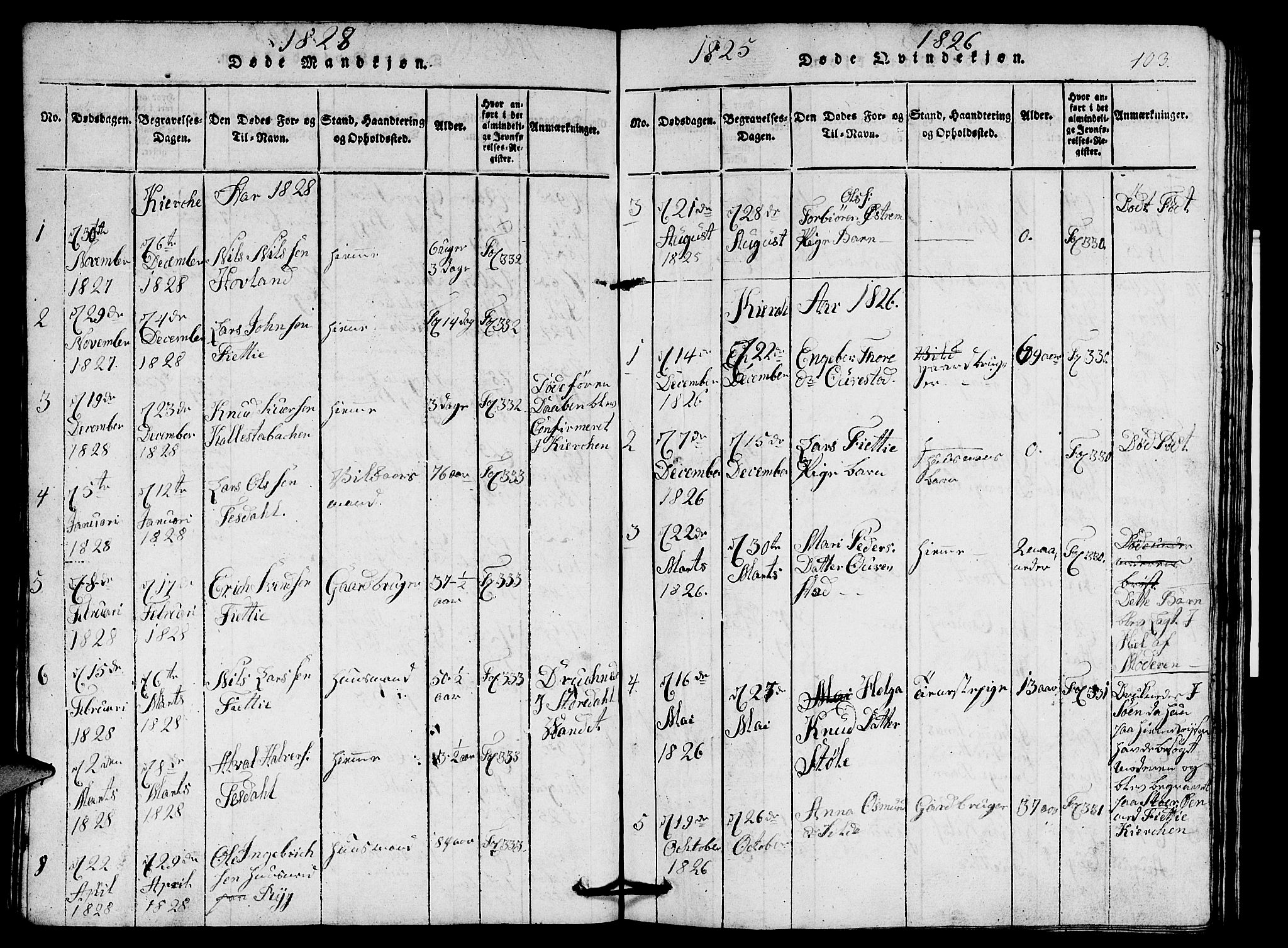 Etne sokneprestembete, SAB/A-75001/H/Hab: Parish register (copy) no. A 1, 1815-1849, p. 103