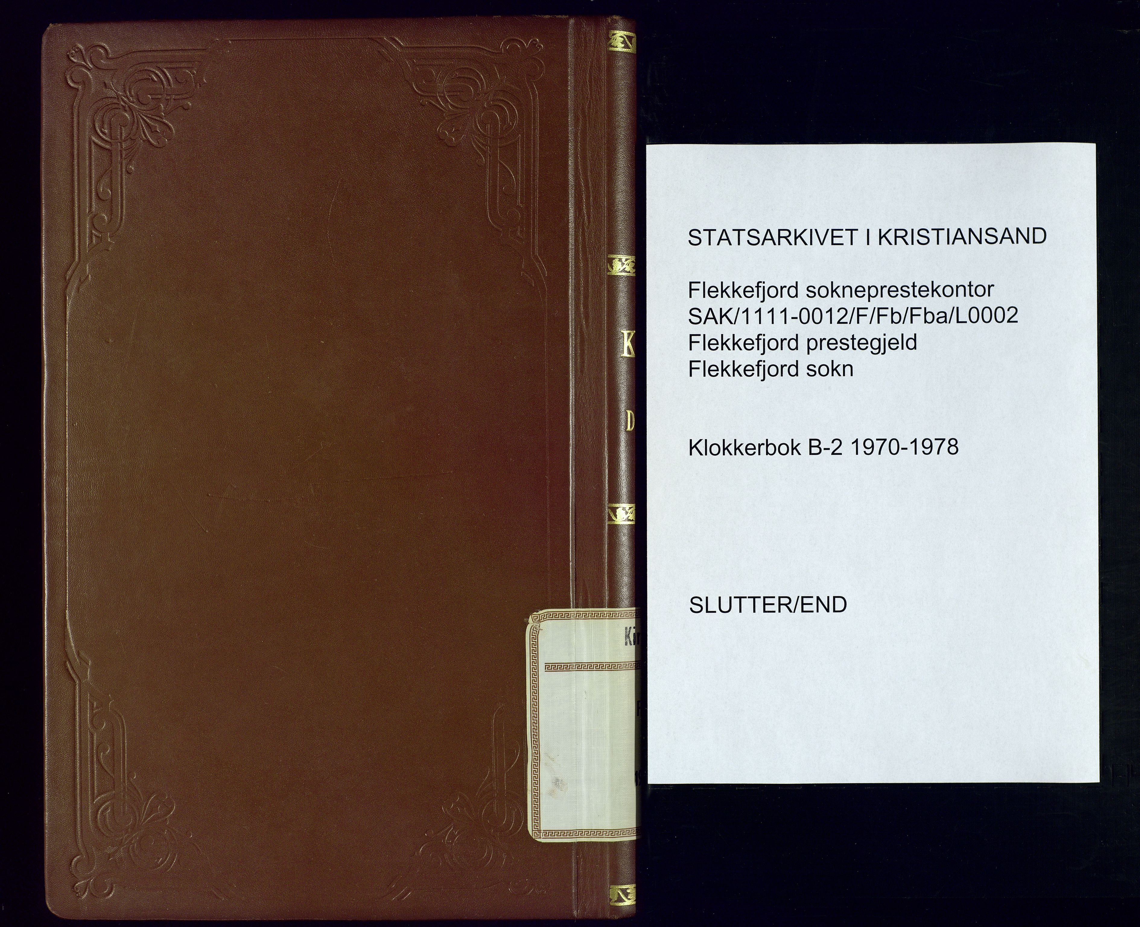 Flekkefjord sokneprestkontor, SAK/1111-0012/F/Fb/Fba/L0002: Parish register (copy) no. B-2, 1970-1978