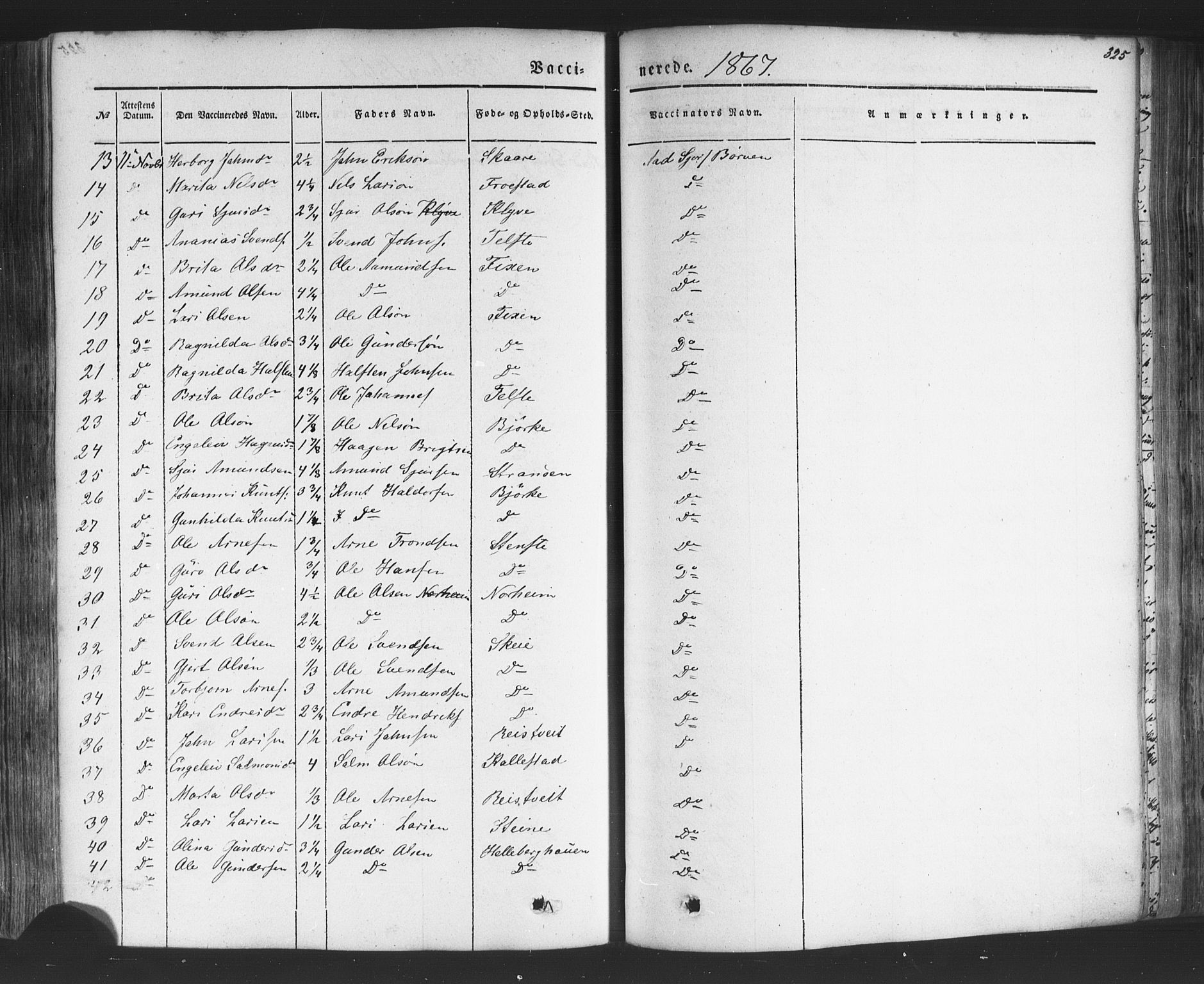Kvam sokneprestembete, SAB/A-76201/H/Haa: Parish register (official) no. A 9, 1864-1879, p. 325