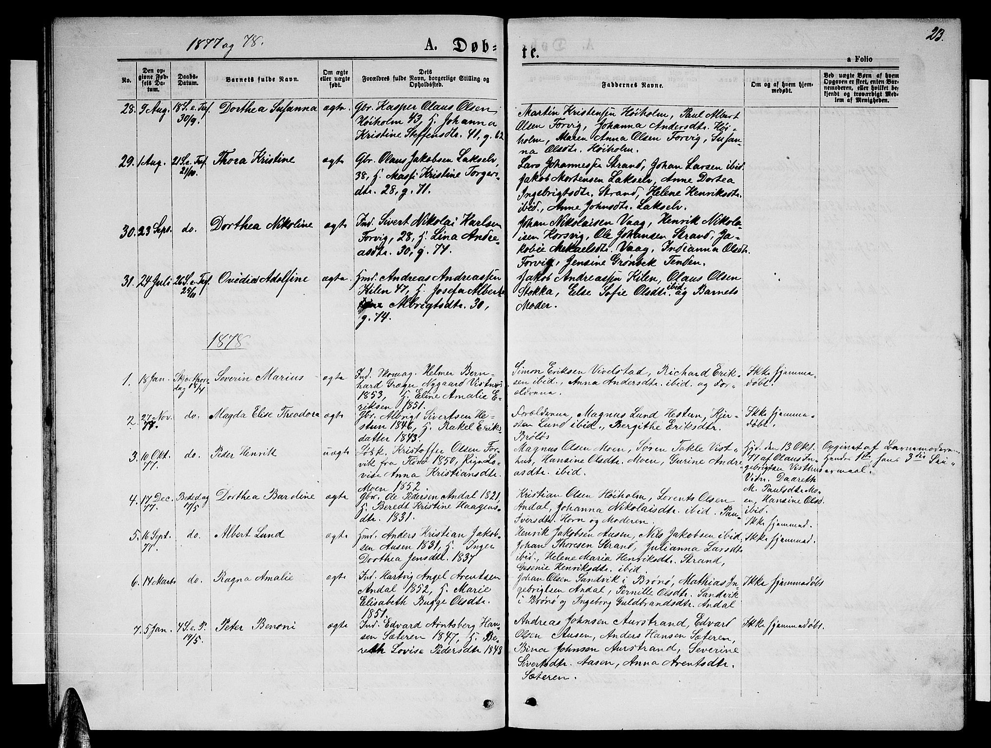 Ministerialprotokoller, klokkerbøker og fødselsregistre - Nordland, SAT/A-1459/819/L0276: Parish register (copy) no. 819C02, 1869-1887, p. 23