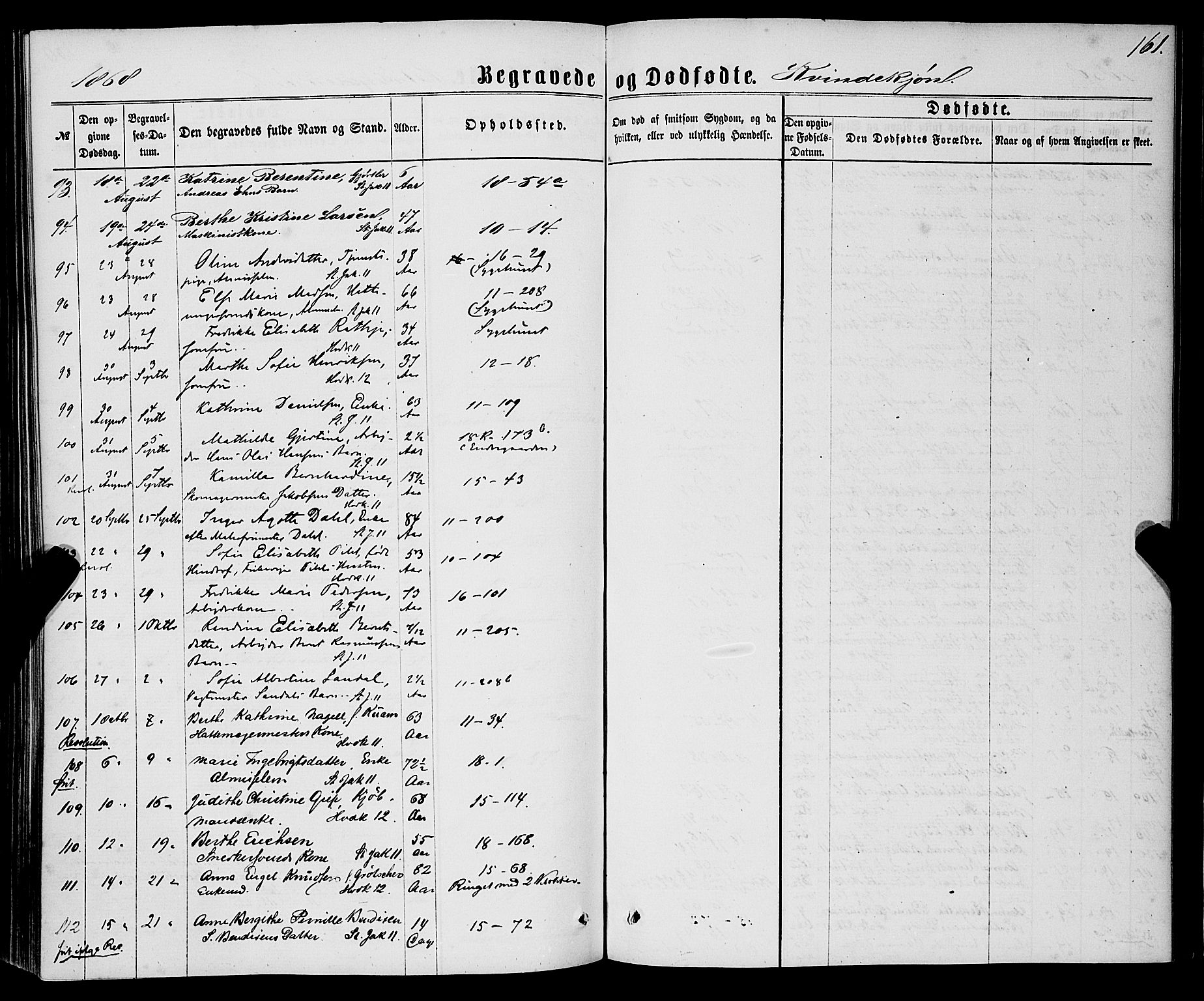Domkirken sokneprestembete, SAB/A-74801/H/Haa/L0042: Parish register (official) no. E 3, 1863-1876, p. 161