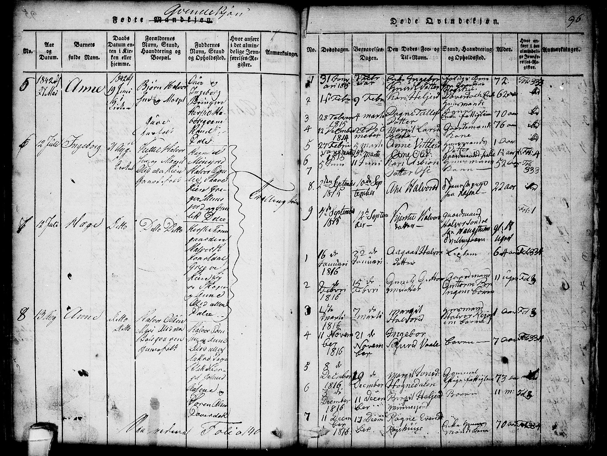 Seljord kirkebøker, SAKO/A-20/G/Gb/L0002: Parish register (copy) no. II 2, 1815-1854, p. 96