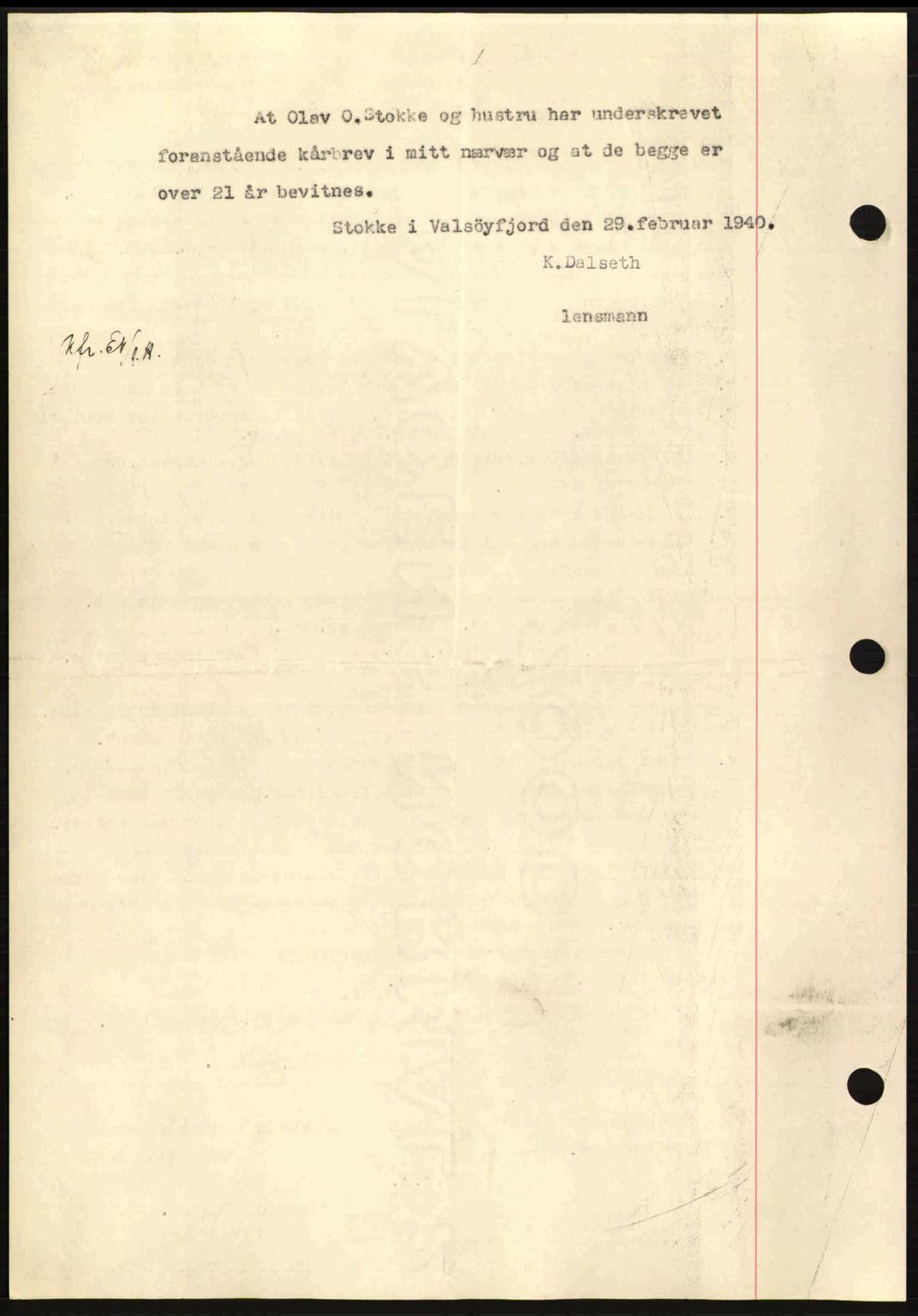 Nordmøre sorenskriveri, AV/SAT-A-4132/1/2/2Ca: Mortgage book no. B86, 1939-1940, Diary no: : 771/1940