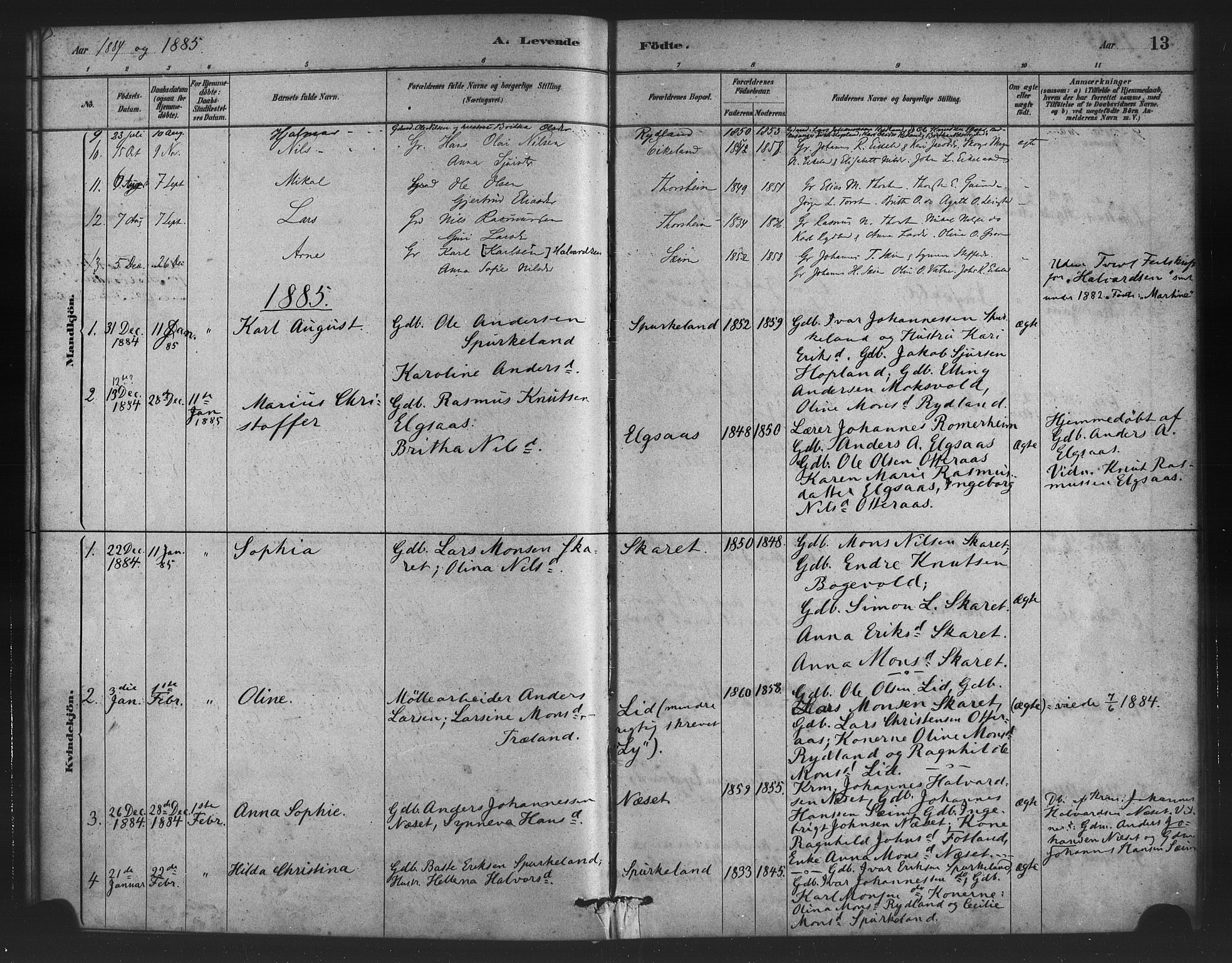 Alversund Sokneprestembete, SAB/A-73901/H/Ha/Haa/Haad/L0001: Parish register (official) no. D 1, 1880-1898, p. 13