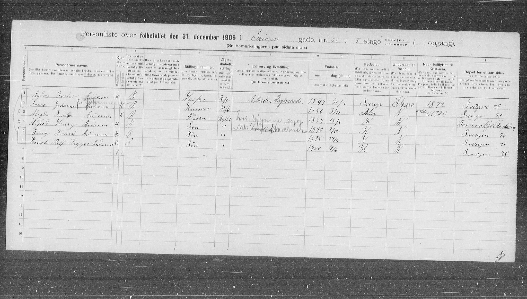 OBA, Municipal Census 1905 for Kristiania, 1905, p. 55471