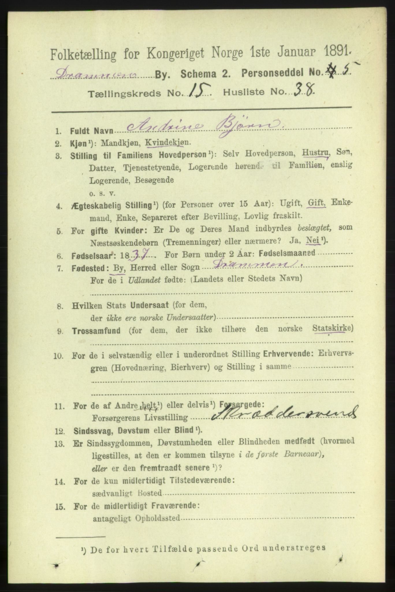 RA, 1891 census for 0602 Drammen, 1891, p. 10933