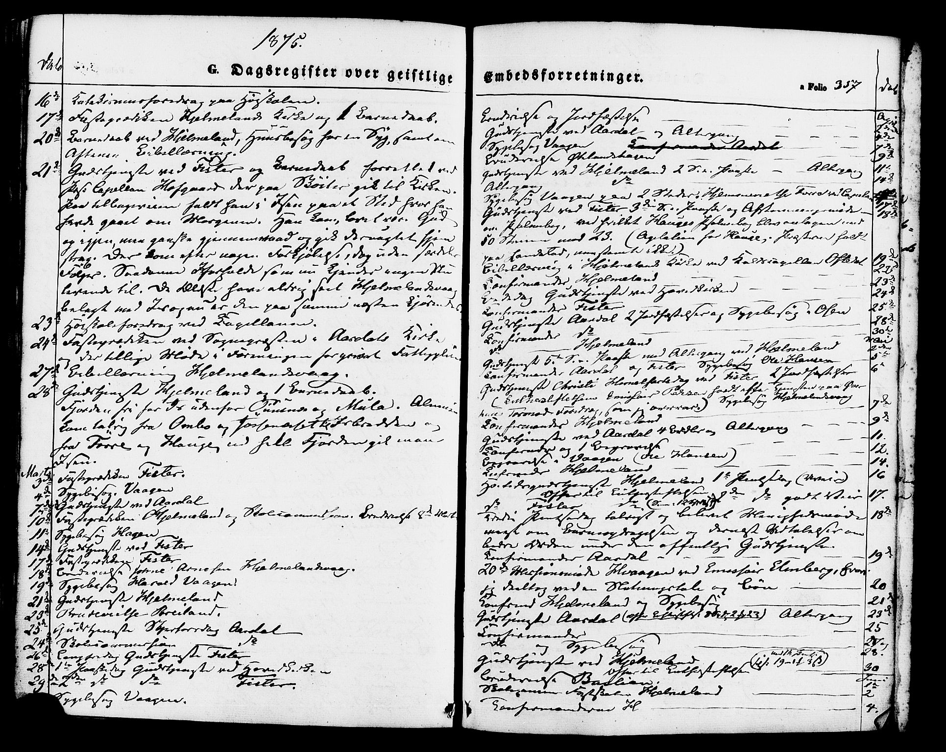 Hjelmeland sokneprestkontor, SAST/A-101843/01/IV/L0011: Parish register (official) no. A 11, 1861-1878, p. 357