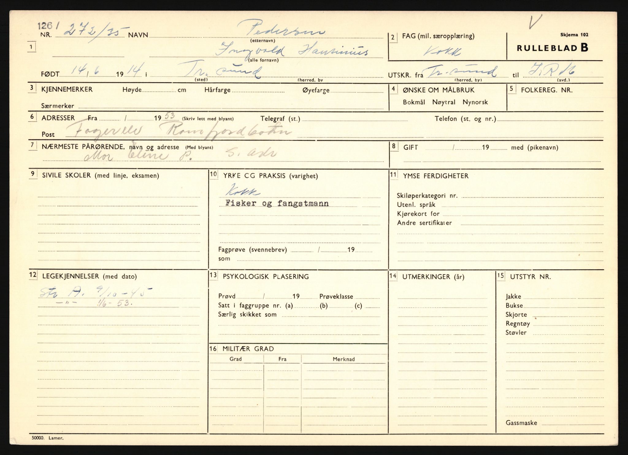 Forsvaret, Troms infanteriregiment nr. 16, AV/RA-RAFA-3146/P/Pa/L0019: Rulleblad for regimentets menige mannskaper, årsklasse 1935, 1935, p. 1013