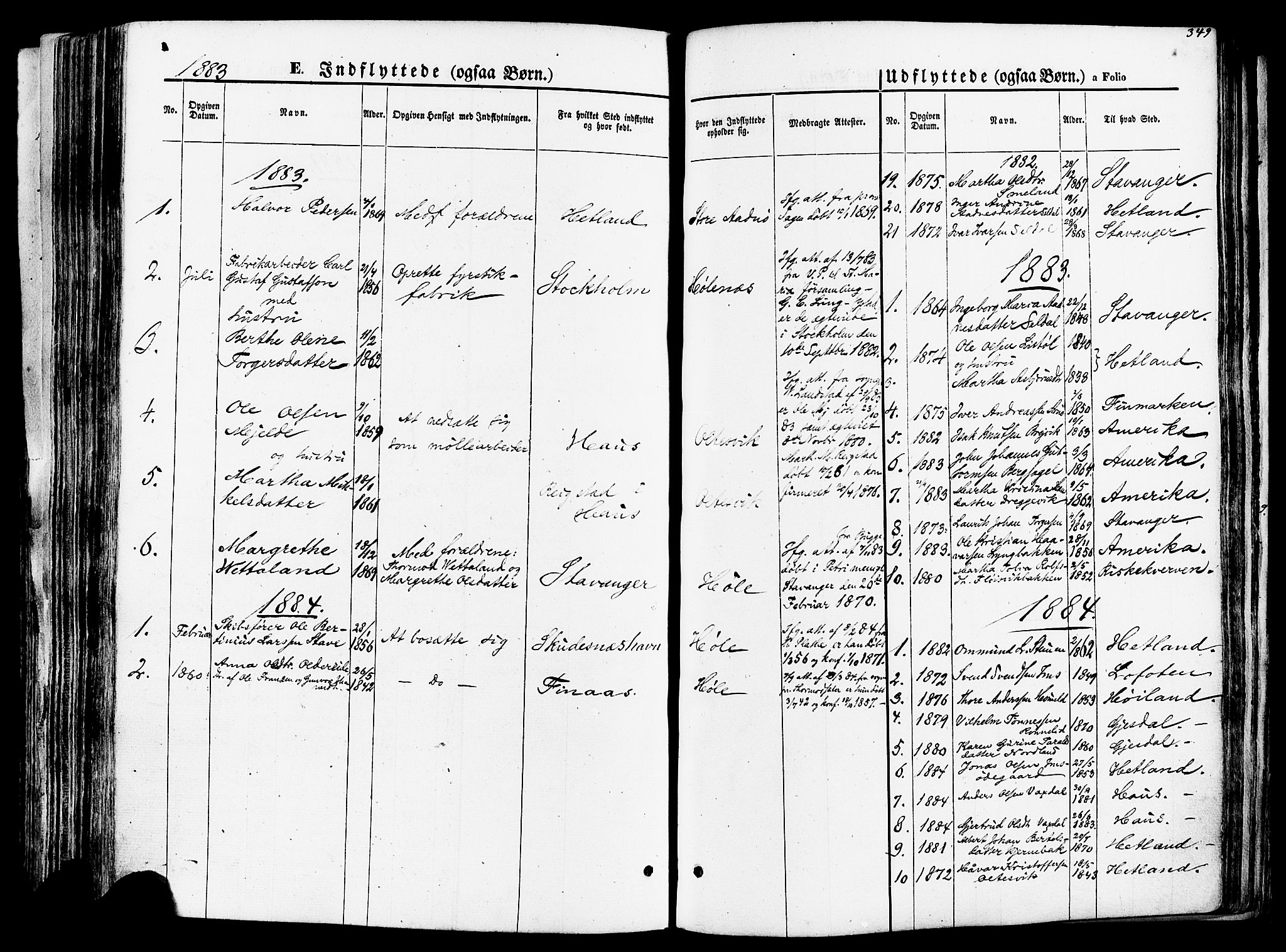 Høgsfjord sokneprestkontor, AV/SAST-A-101624/H/Ha/Haa/L0002: Parish register (official) no. A 2, 1855-1885, p. 349