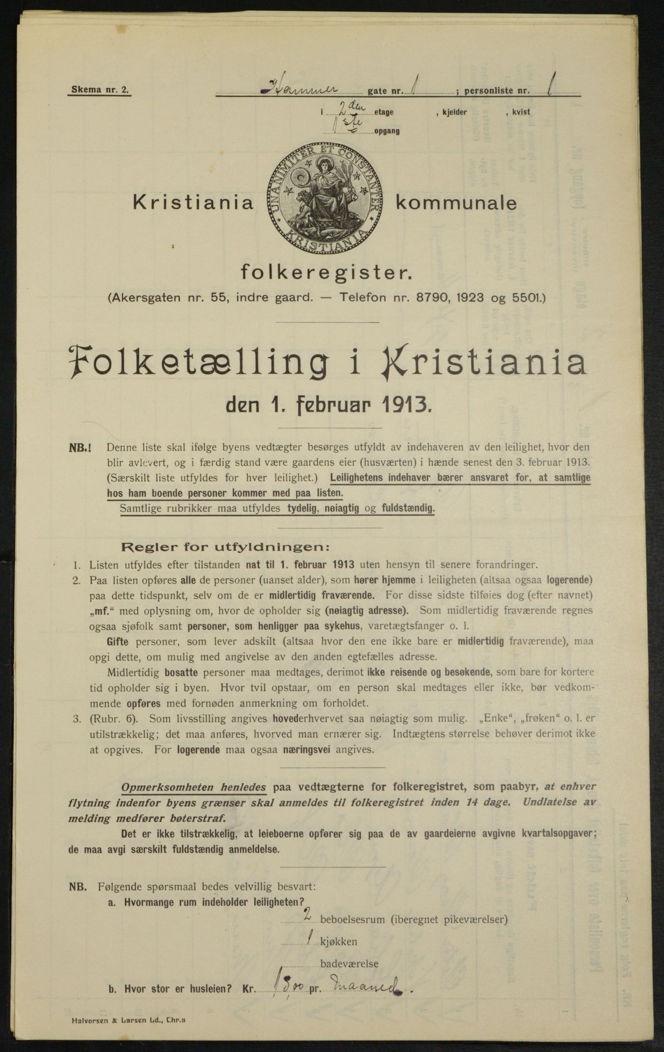 OBA, Municipal Census 1913 for Kristiania, 1913, p. 34381