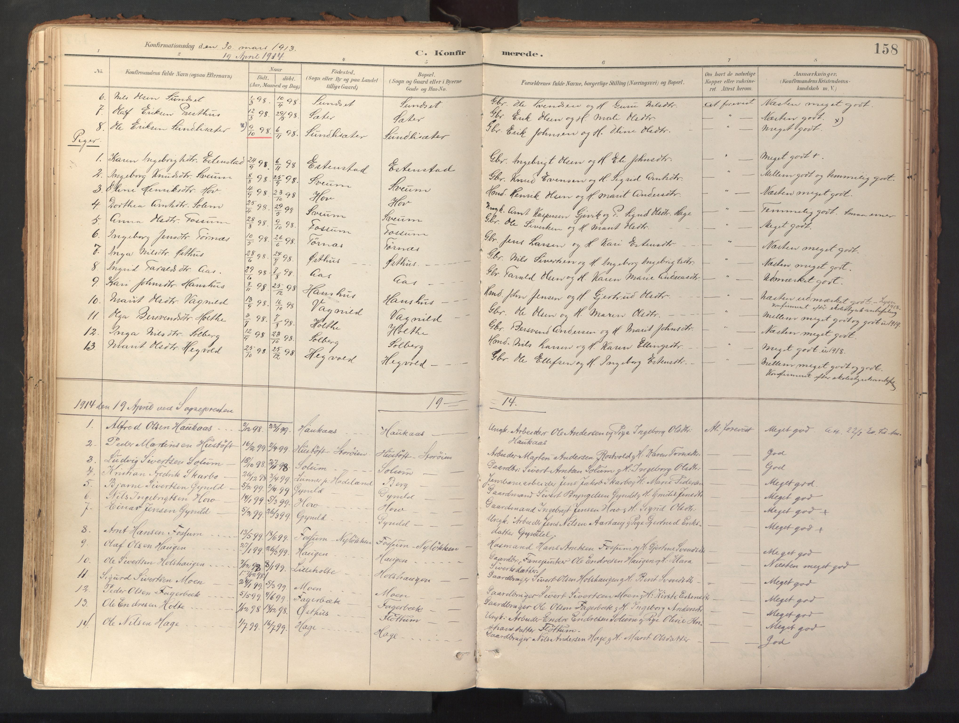 Ministerialprotokoller, klokkerbøker og fødselsregistre - Sør-Trøndelag, SAT/A-1456/689/L1041: Parish register (official) no. 689A06, 1891-1923, p. 158