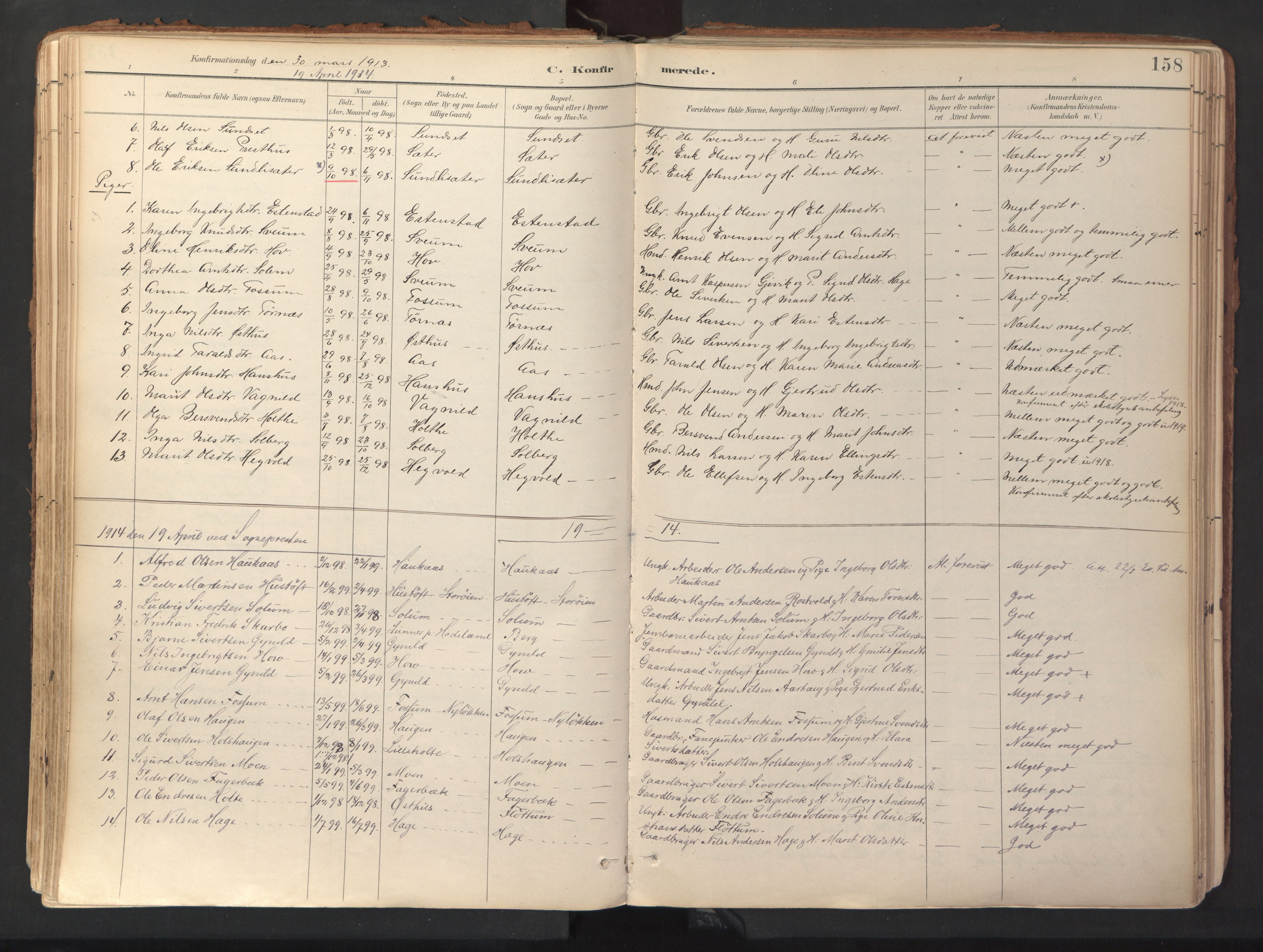 Ministerialprotokoller, klokkerbøker og fødselsregistre - Sør-Trøndelag, AV/SAT-A-1456/689/L1041: Parish register (official) no. 689A06, 1891-1923, p. 158