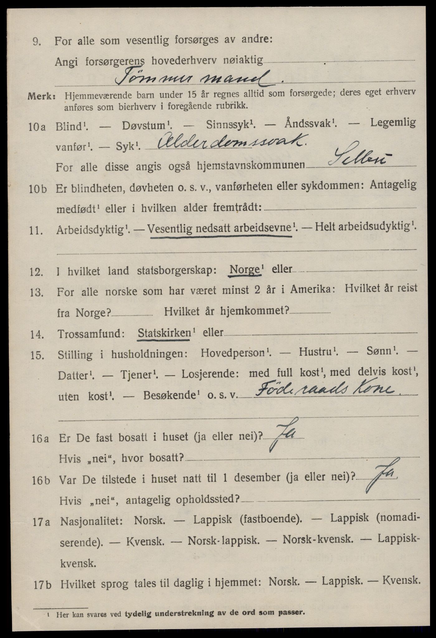 SAT, 1920 census for Selbu, 1920, p. 8879