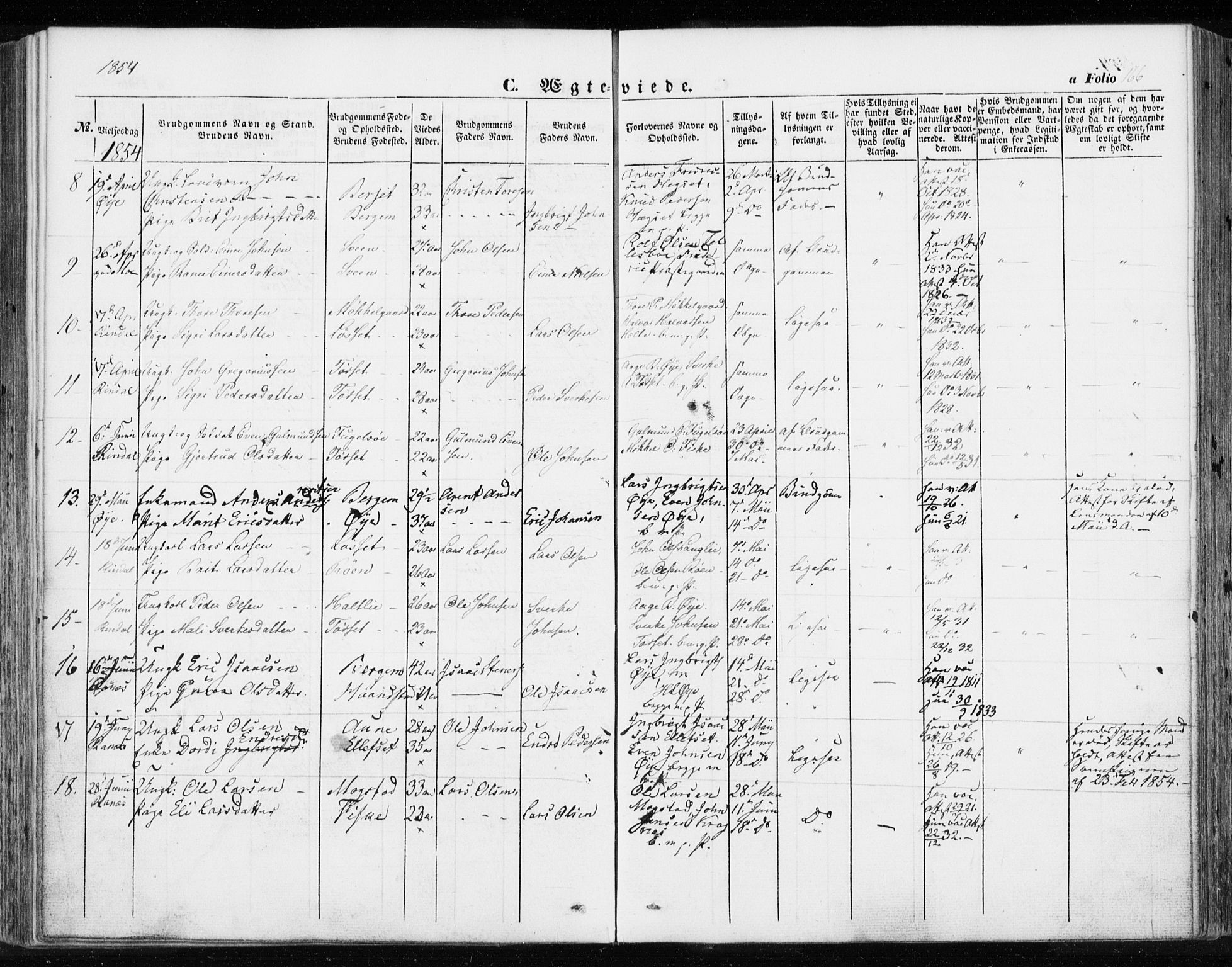Ministerialprotokoller, klokkerbøker og fødselsregistre - Møre og Romsdal, SAT/A-1454/595/L1044: Parish register (official) no. 595A06, 1852-1863, p. 166