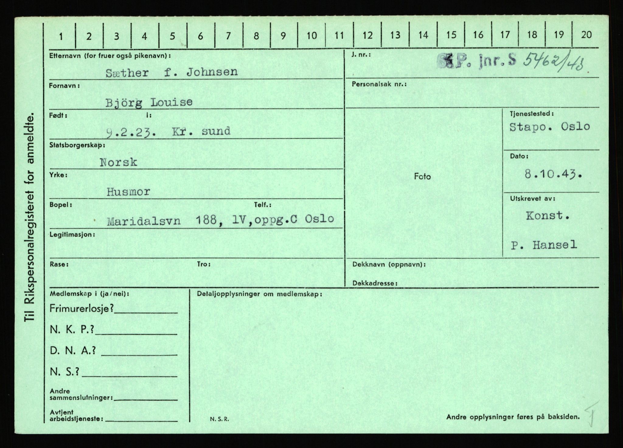 Statspolitiet - Hovedkontoret / Osloavdelingen, AV/RA-S-1329/C/Ca/L0015: Svea - Tøsse, 1943-1945, p. 978